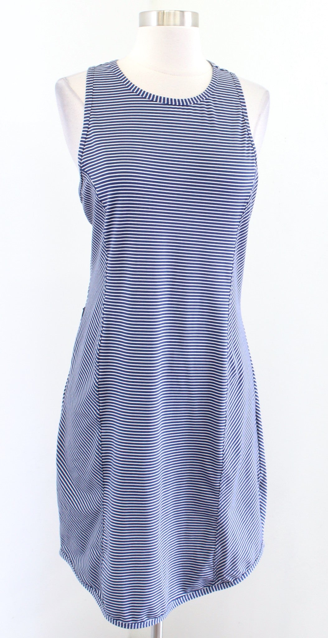 Title Nine Womens Navy Blue Striped Buttah Knit Athletic Tank Dress Size S