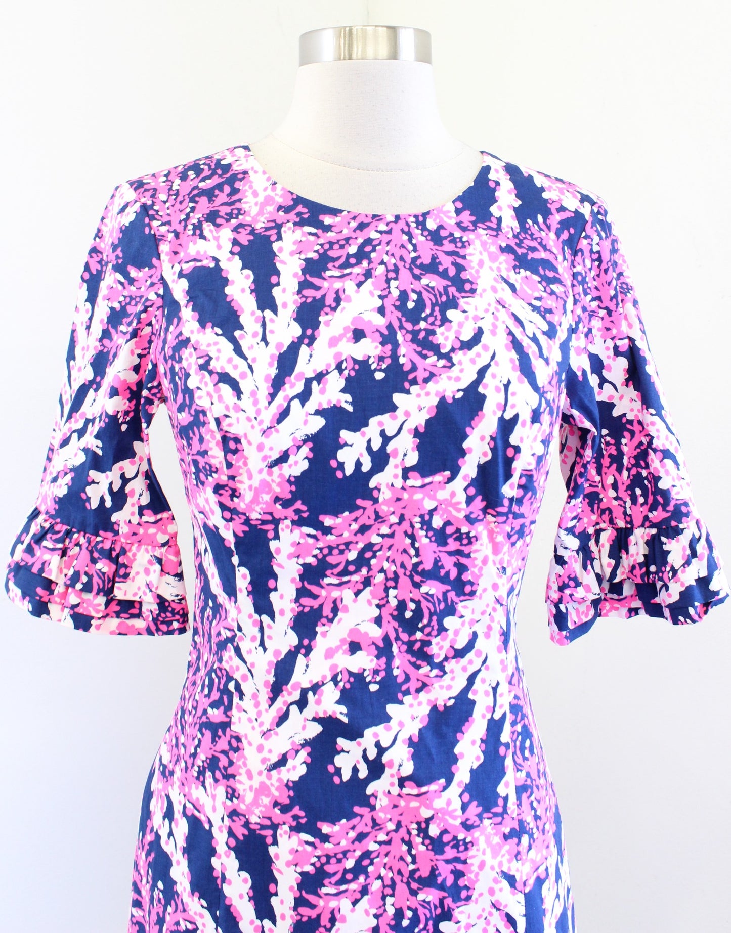 NWT Lilly Pulitzer Fiesta Beyond the Sea Nauti Navy Ruffle Dress Size 0 Pink