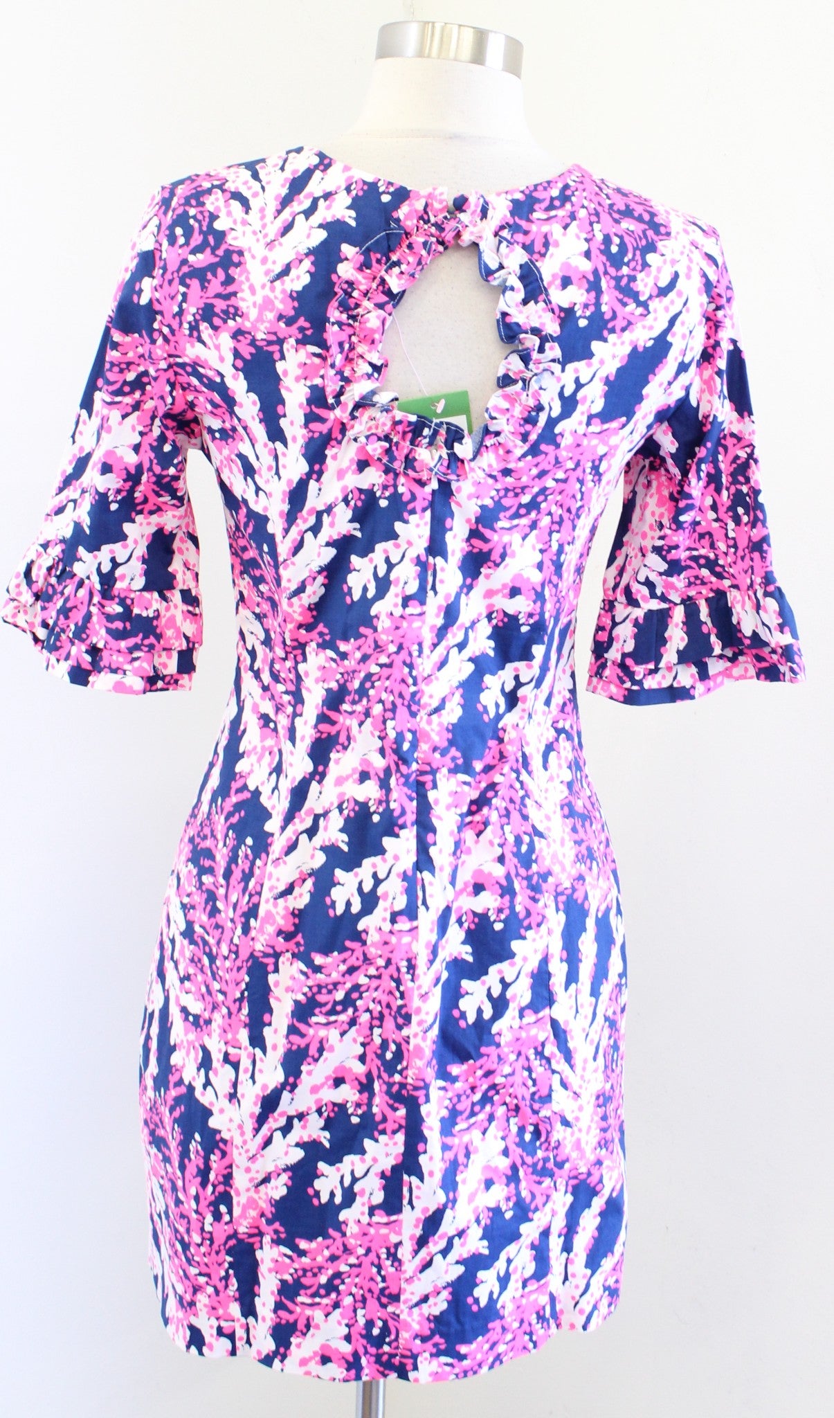 NWT Lilly Pulitzer Fiesta Beyond the Sea Nauti Navy Ruffle Dress Size 0 Pink