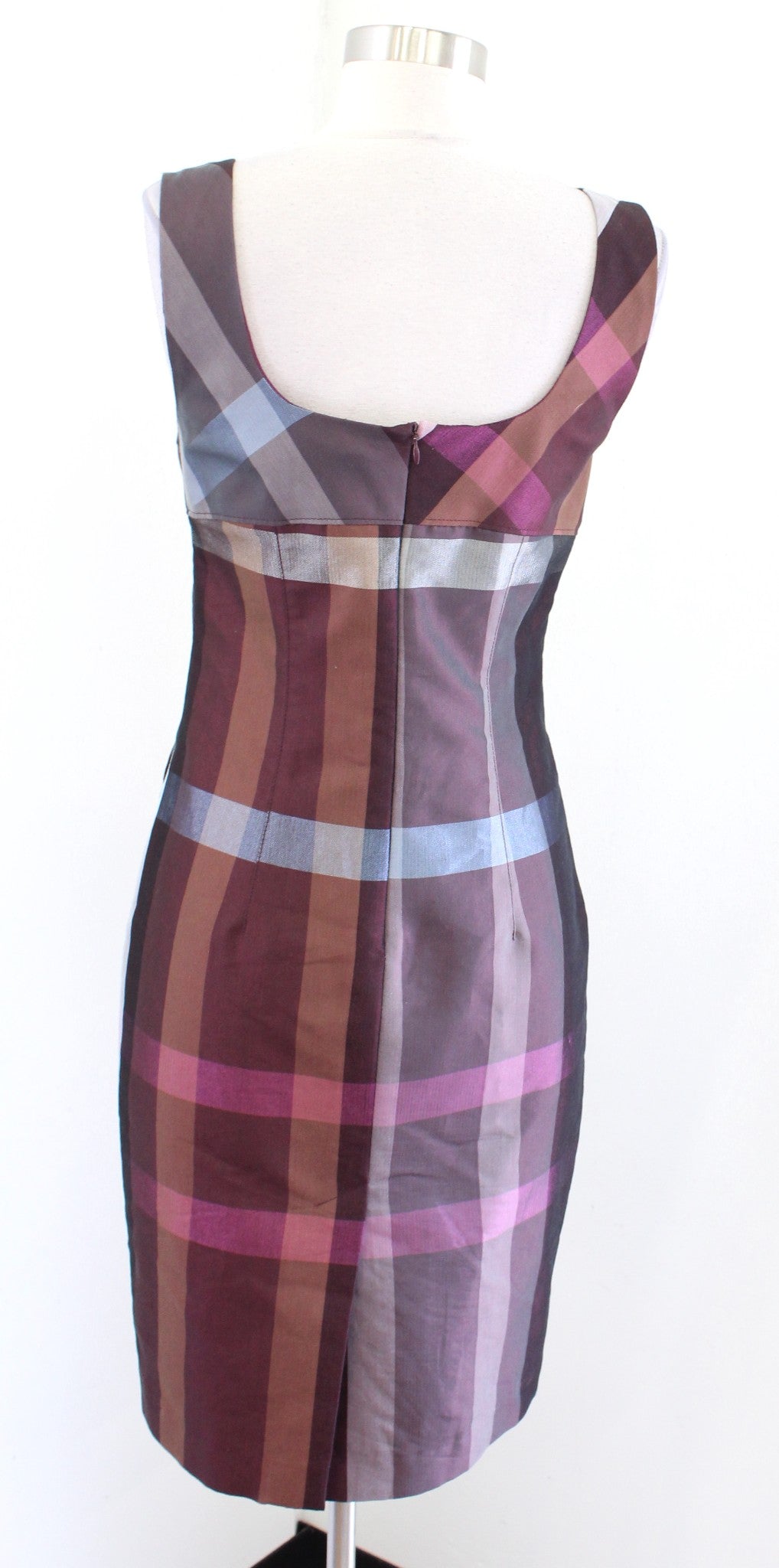 Yoana Baraschi Anthropologie Burgundy Plaid Buckle Accent Sheath Dress Size 4