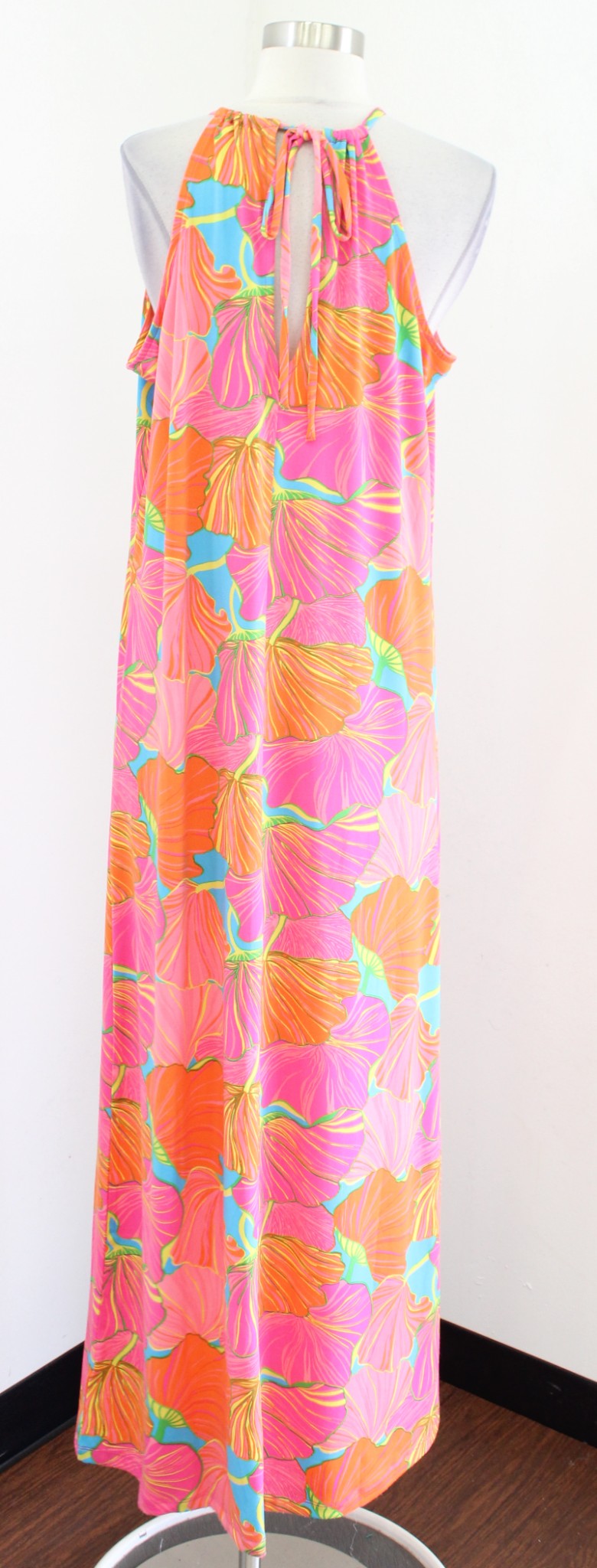 Trina Turk Milan Gingko Colorful Floral Print Halter Jersey Maxi Dress Size S