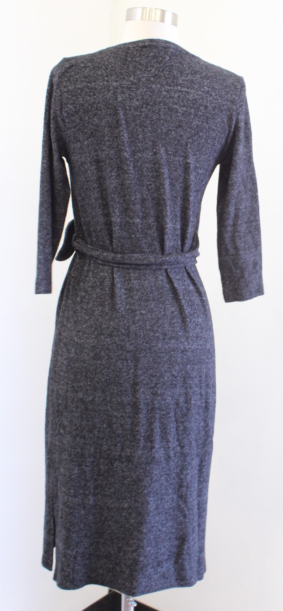 Saturday Sunday Anthropologie Dark Gray Soft Knit Tie Faux Wrap Dress Size XS