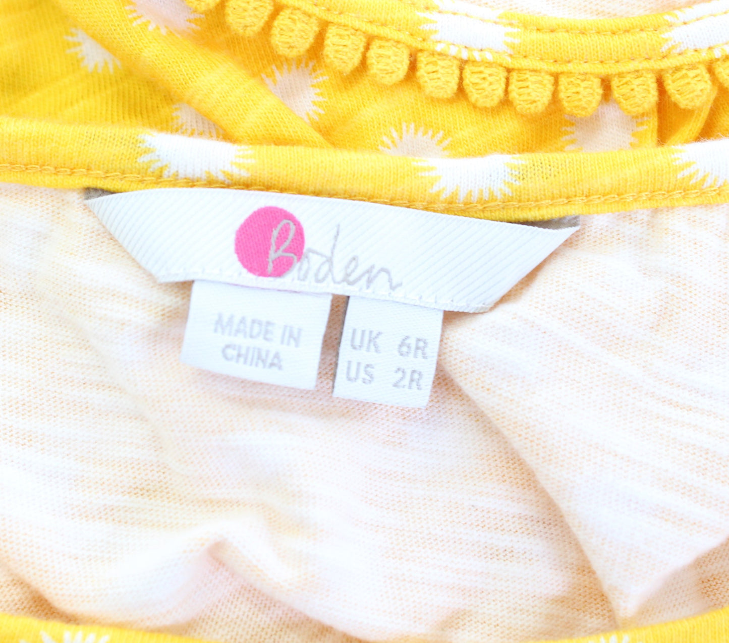 Boden Bethany Yellow White Printed Off the Shoulder Knit Dress Size US 2R 2