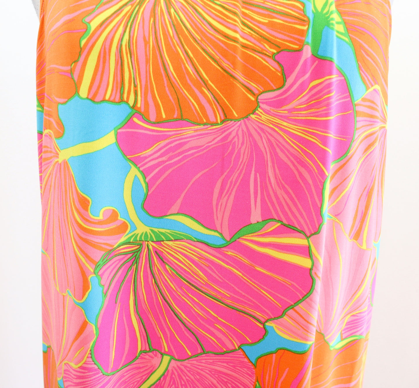 Trina Turk Milan Gingko Colorful Floral Print Halter Jersey Maxi Dress Size S