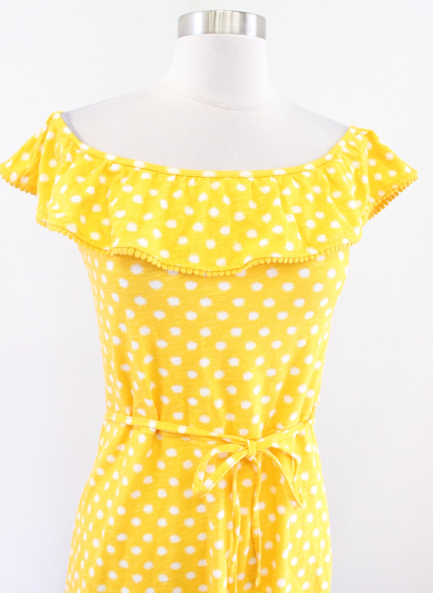 Boden Bethany Yellow White Printed Off the Shoulder Knit Dress Size US 2R 2