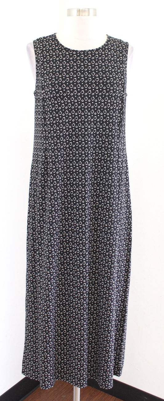 NWT J Jill Wearever Collection Black White Geometric Print Knit Maxi Dress PS SP