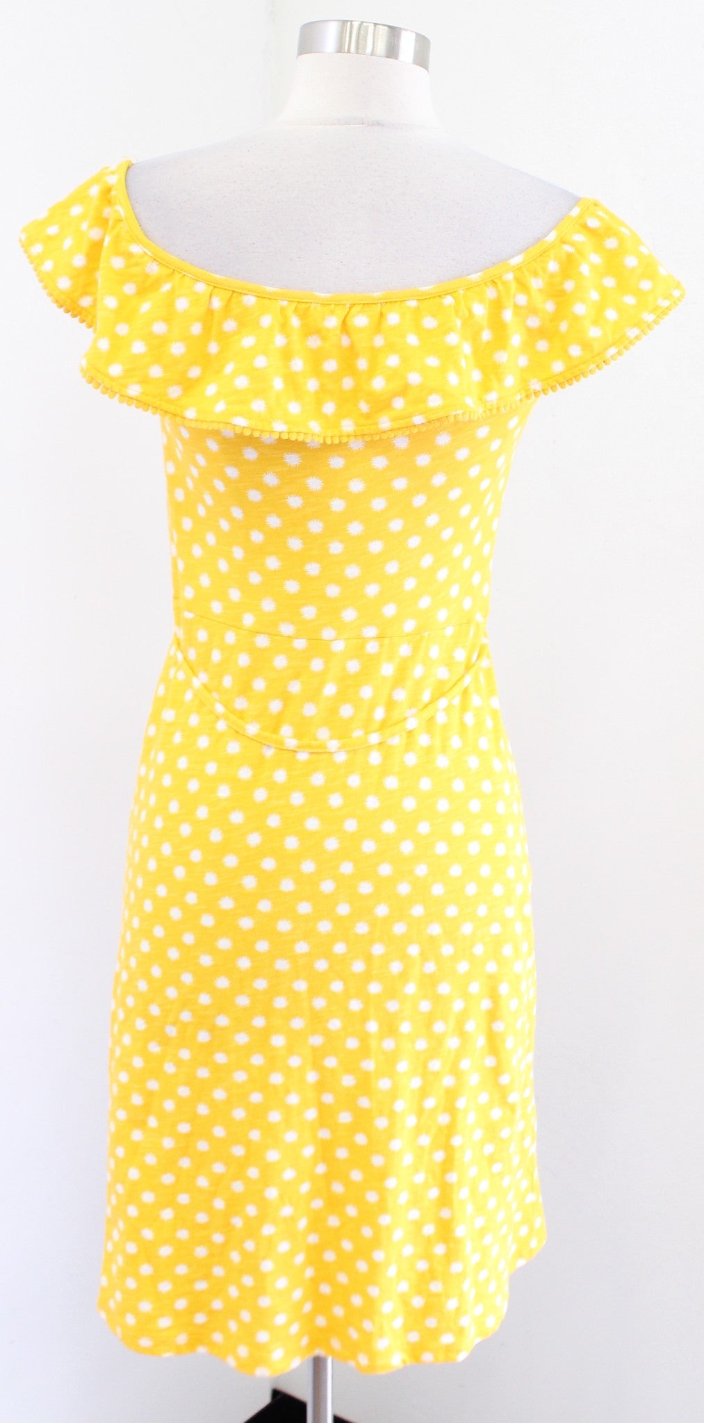 Boden Bethany Yellow White Printed Off the Shoulder Knit Dress Size US 2R 2