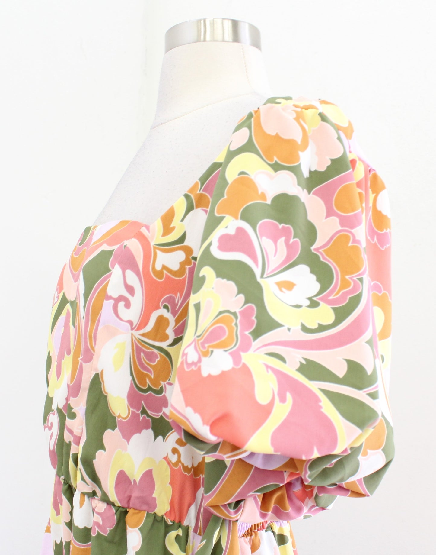 Show Me Your Mumu Danielle Puff Sleeve Hi Lo Wrap Tie Waist Maxi Dress Size 1X