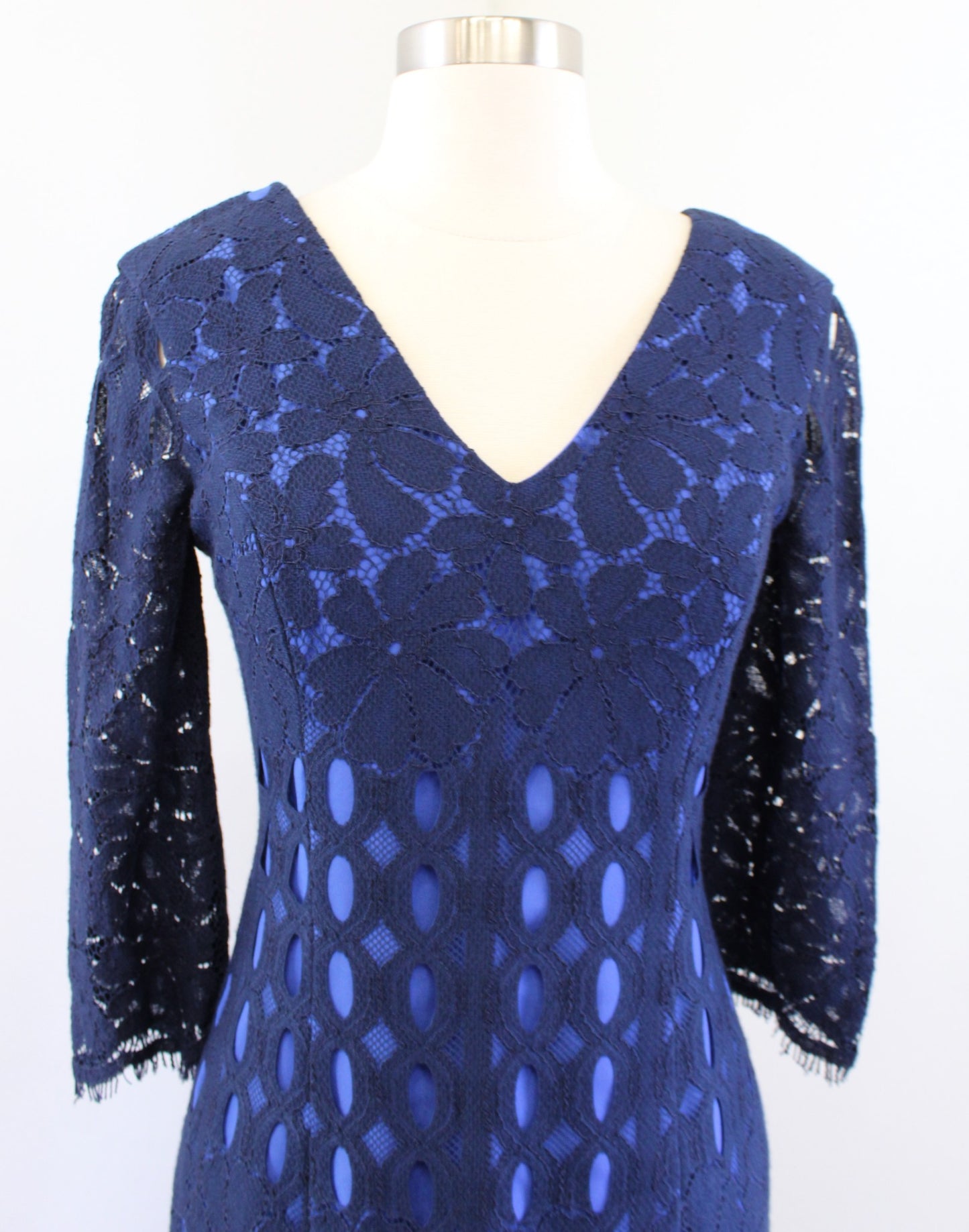 NWT $368 Lilly Pulitzer Macon Whitaker Lace Tunic Dress Size 0 Navy Blue