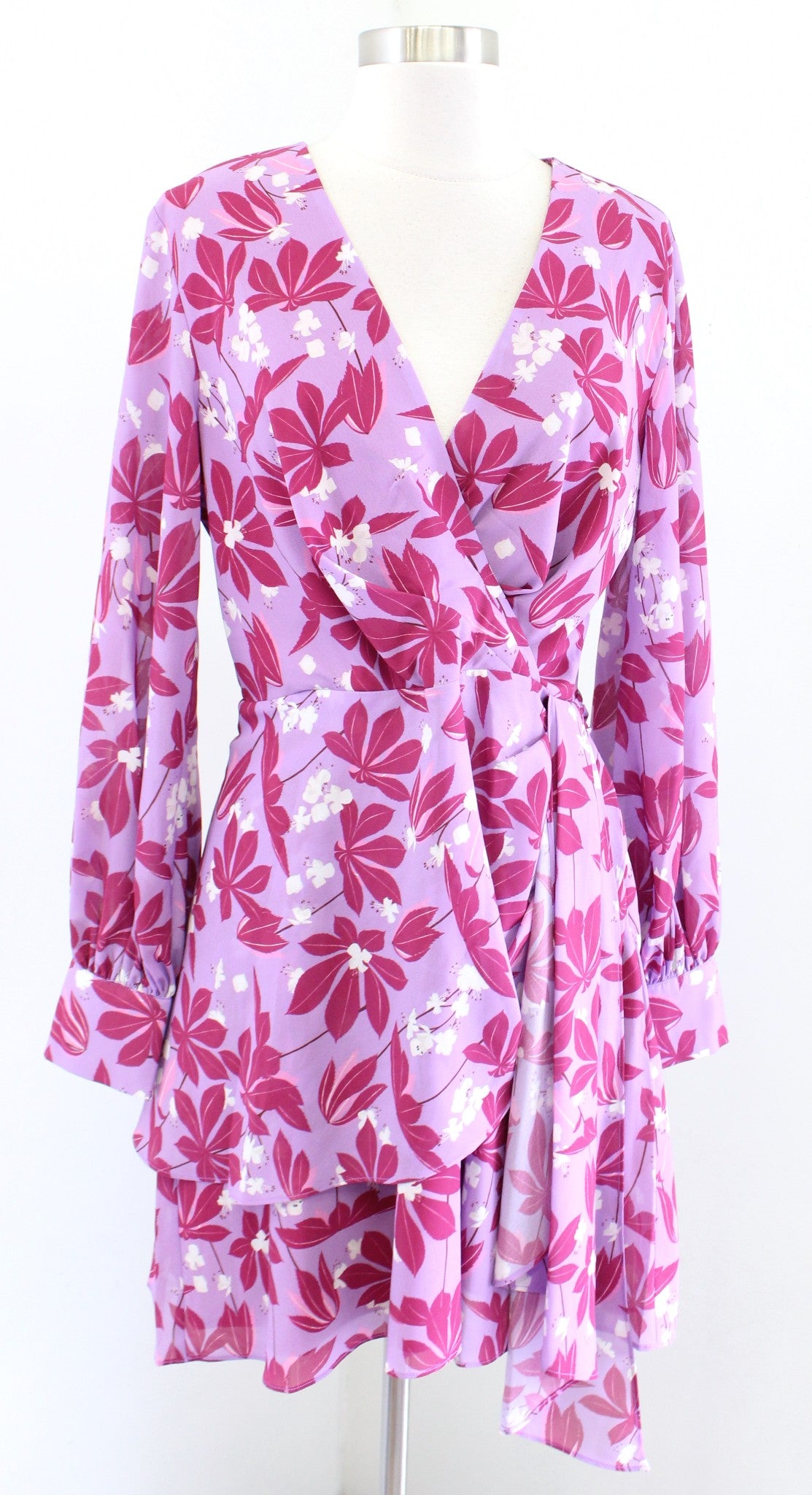 Sachin and Babi x Dillards Pink Purple Floral Print Faux Wrap Dress Size 8