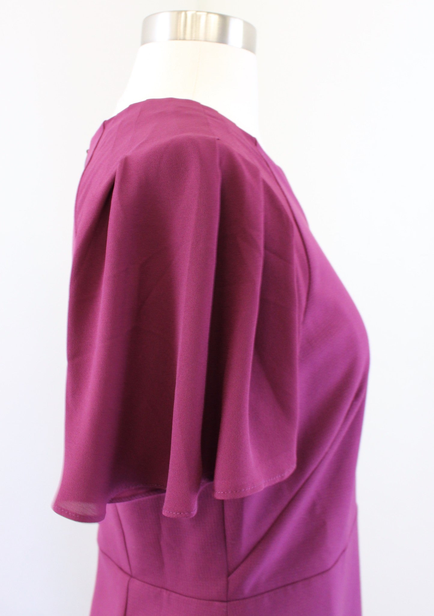 NWT $179 Ann Taylor Burgundy Split Neck Pleated Sleeve Sheath Dress Size 2