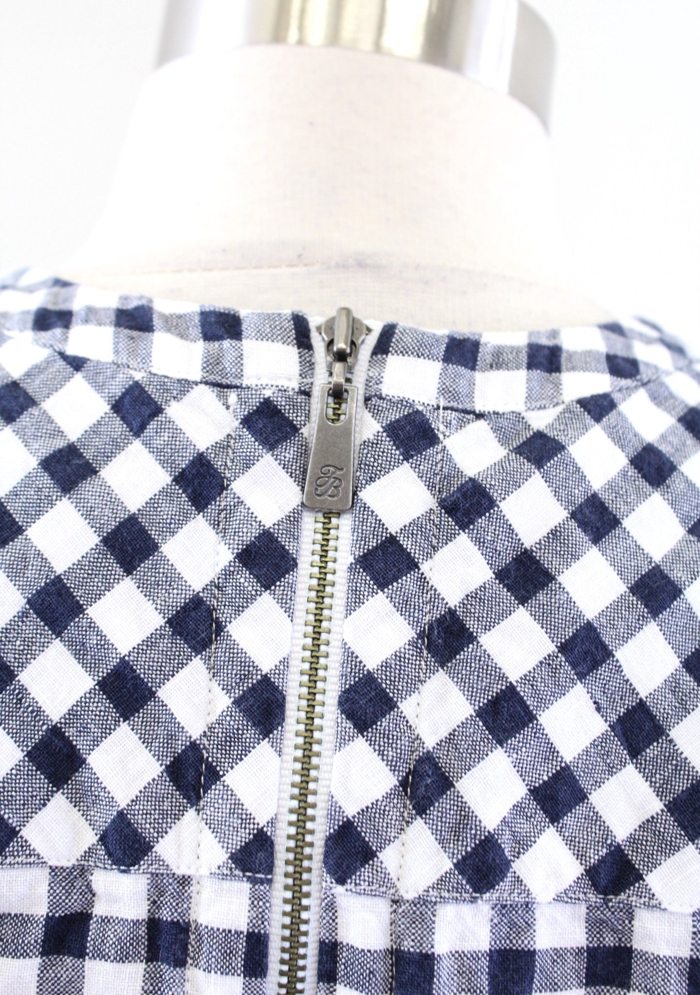 Tommy Bahama Gingham the Great Plaid Linen Shift Dress Size XS Blue White Casual