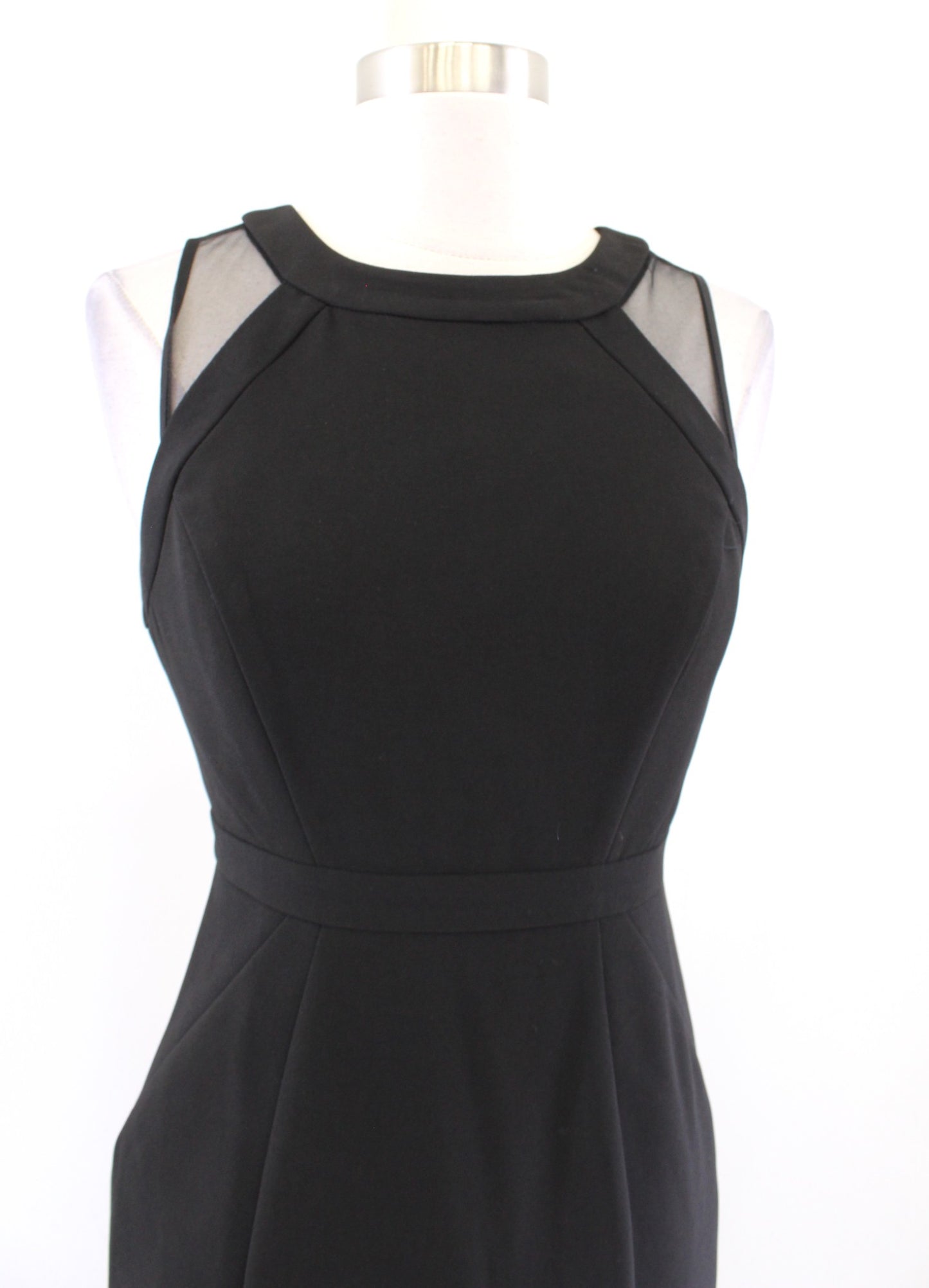 NWT White House Black Market Black Mesh Cutout Iconic Sheath Dress Size 2P