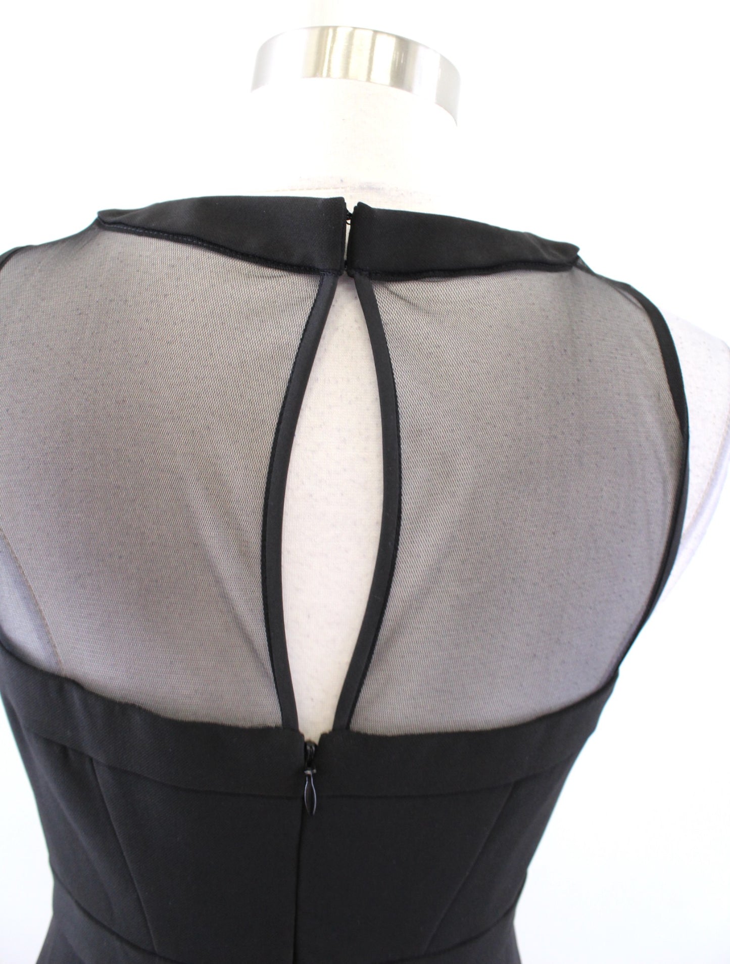NWT White House Black Market Black Mesh Cutout Iconic Sheath Dress Size 2P