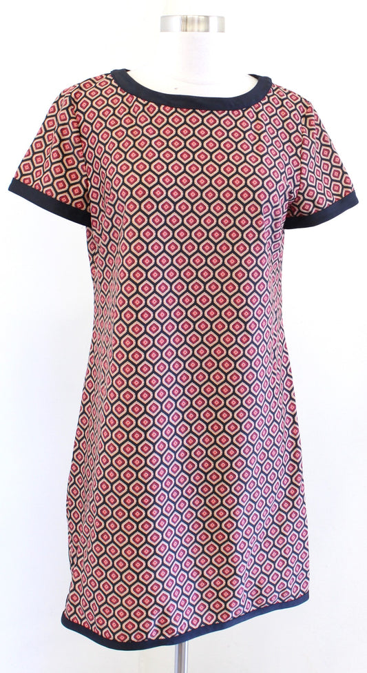 Jude Connally Black Red Geometric Medallion Short Sleeve Jude Cloth Dress Size M