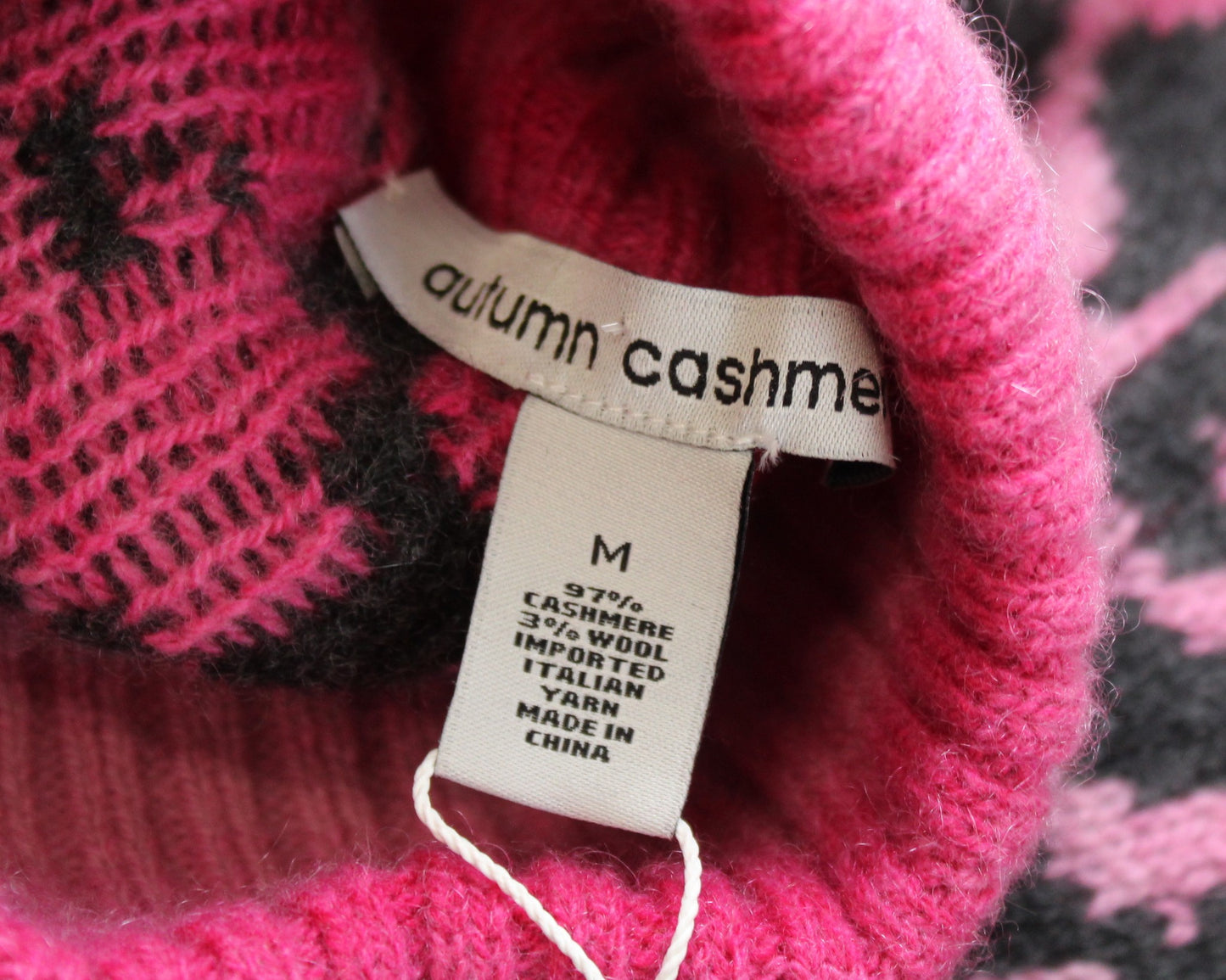 NWT Autumn Cashmere Sunset Combo Ombre Leopard Turtleneck Sweater Size M Pink