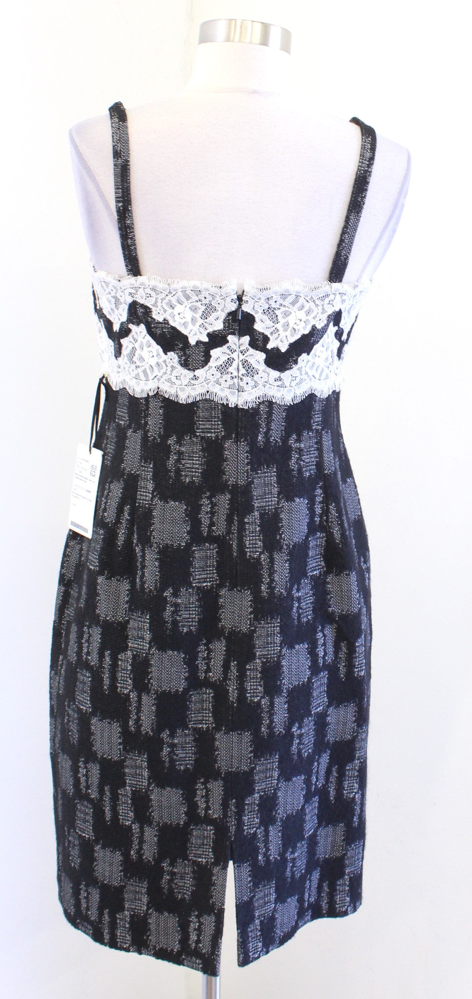 NWT W by Worth Womens Black White Tweed Lace Trim Bustier Sheath Dress Sz 4 Wool