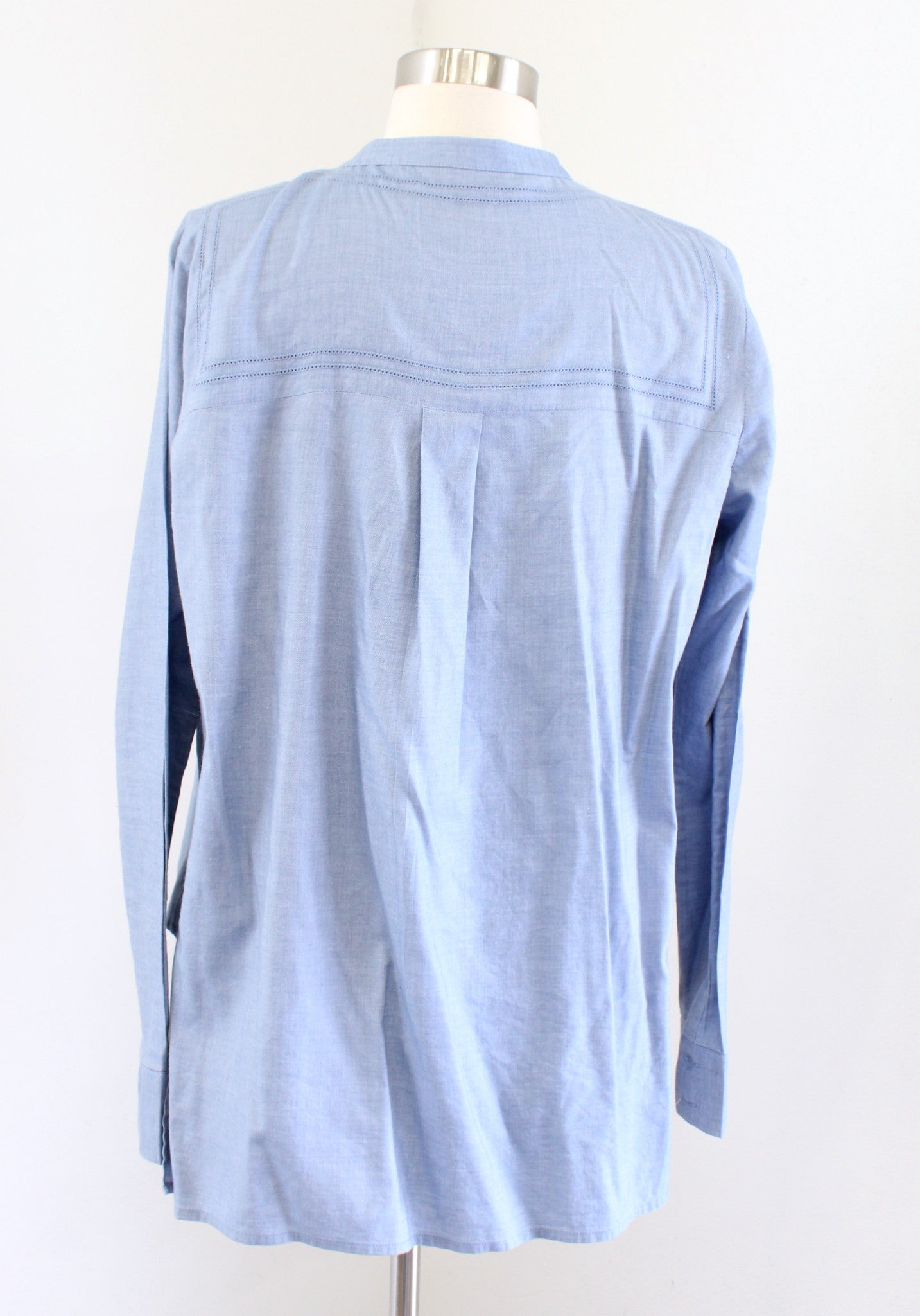 Veronica Beard Womens Solid Blue Button Front Hi Lo Hem Blouse Shirt Size 6