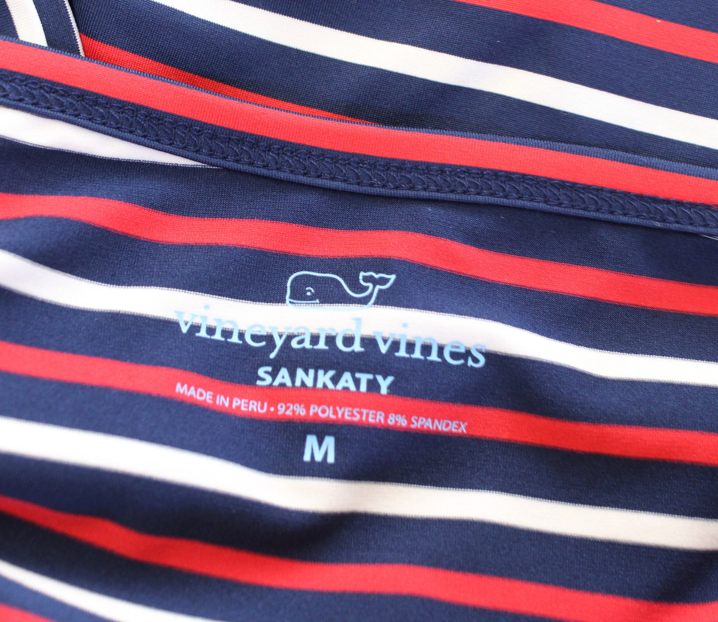 Vineyard Vines Navy Blue Red White Striped Sankaty Knit Swing Dress Size M