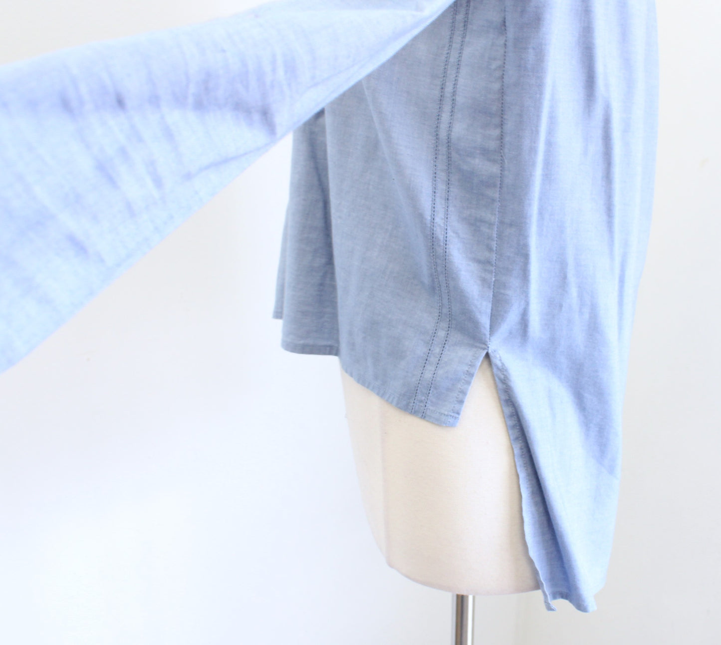 Veronica Beard Womens Solid Blue Button Front Hi Lo Hem Blouse Shirt Size 6