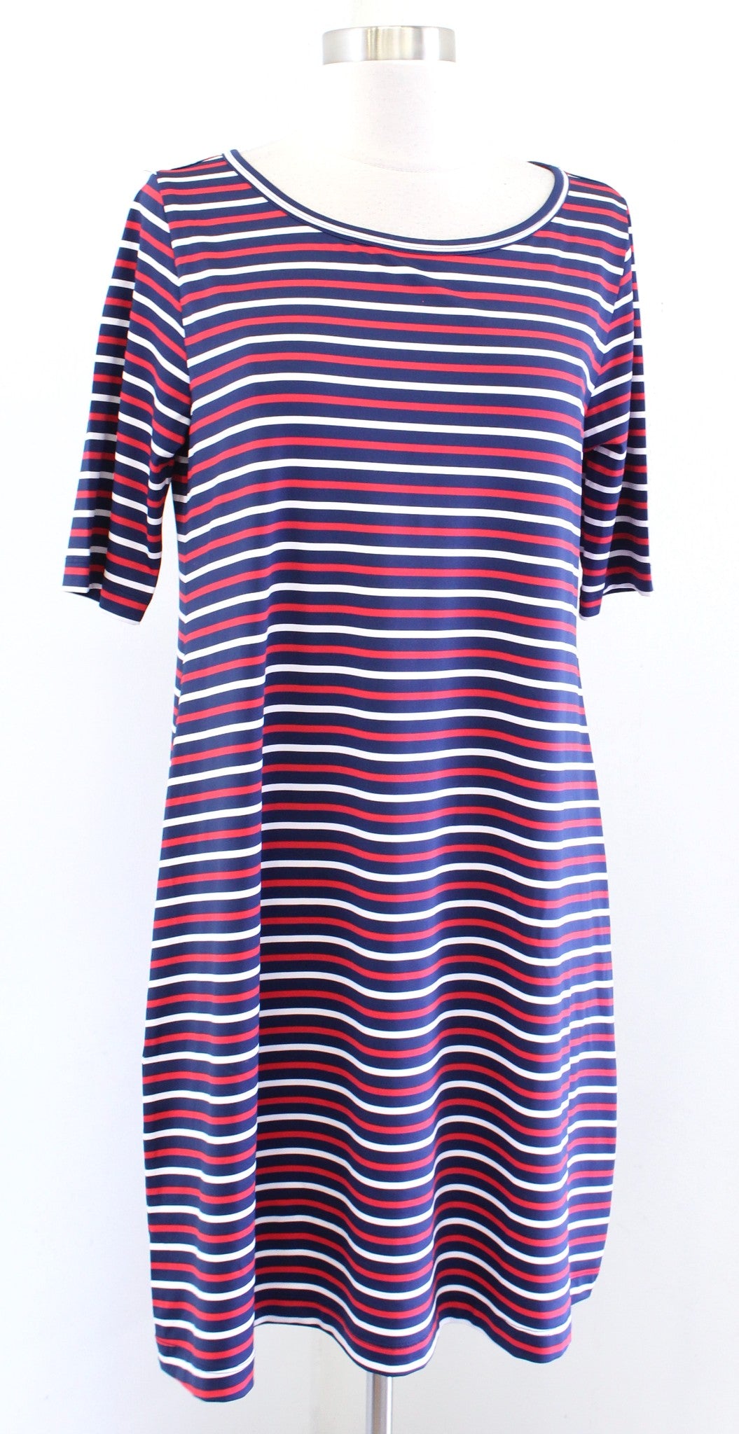 Vineyard Vines Navy Blue Red White Striped Sankaty Knit Swing Dress Size M