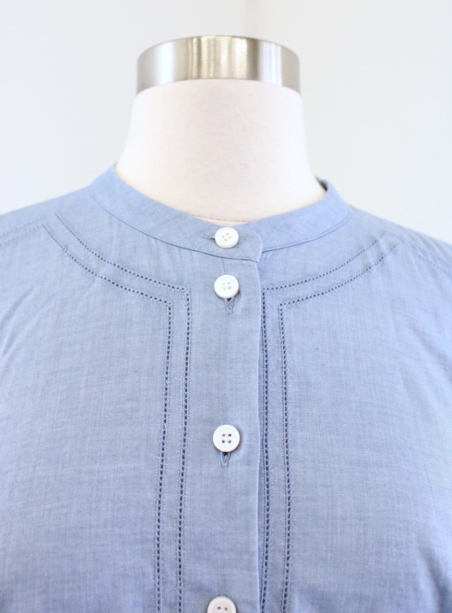 Veronica Beard Womens Solid Blue Button Front Hi Lo Hem Blouse Shirt Size 6