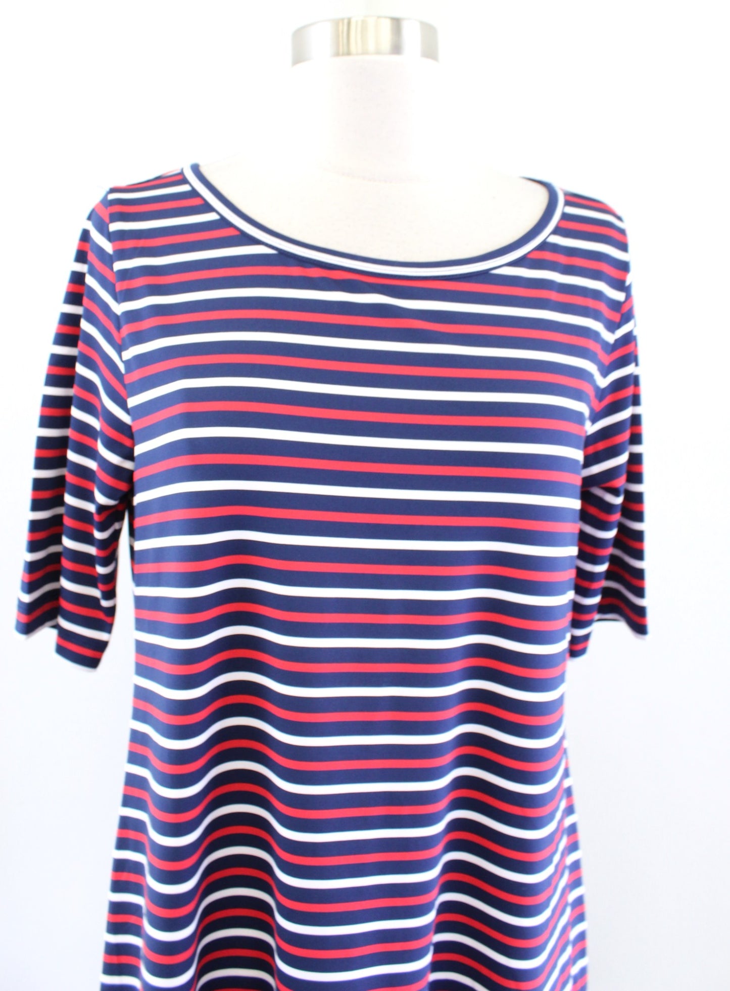 Vineyard Vines Navy Blue Red White Striped Sankaty Knit Swing Dress Size M