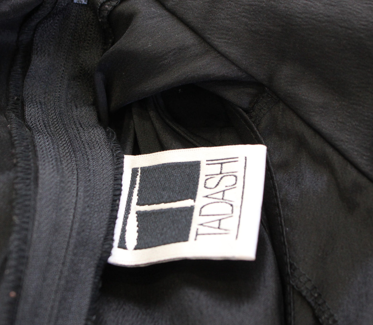 Vtg 90s Tadashi Black Collared Cinched A Line Evening Party Cocktail Dress Sz 8