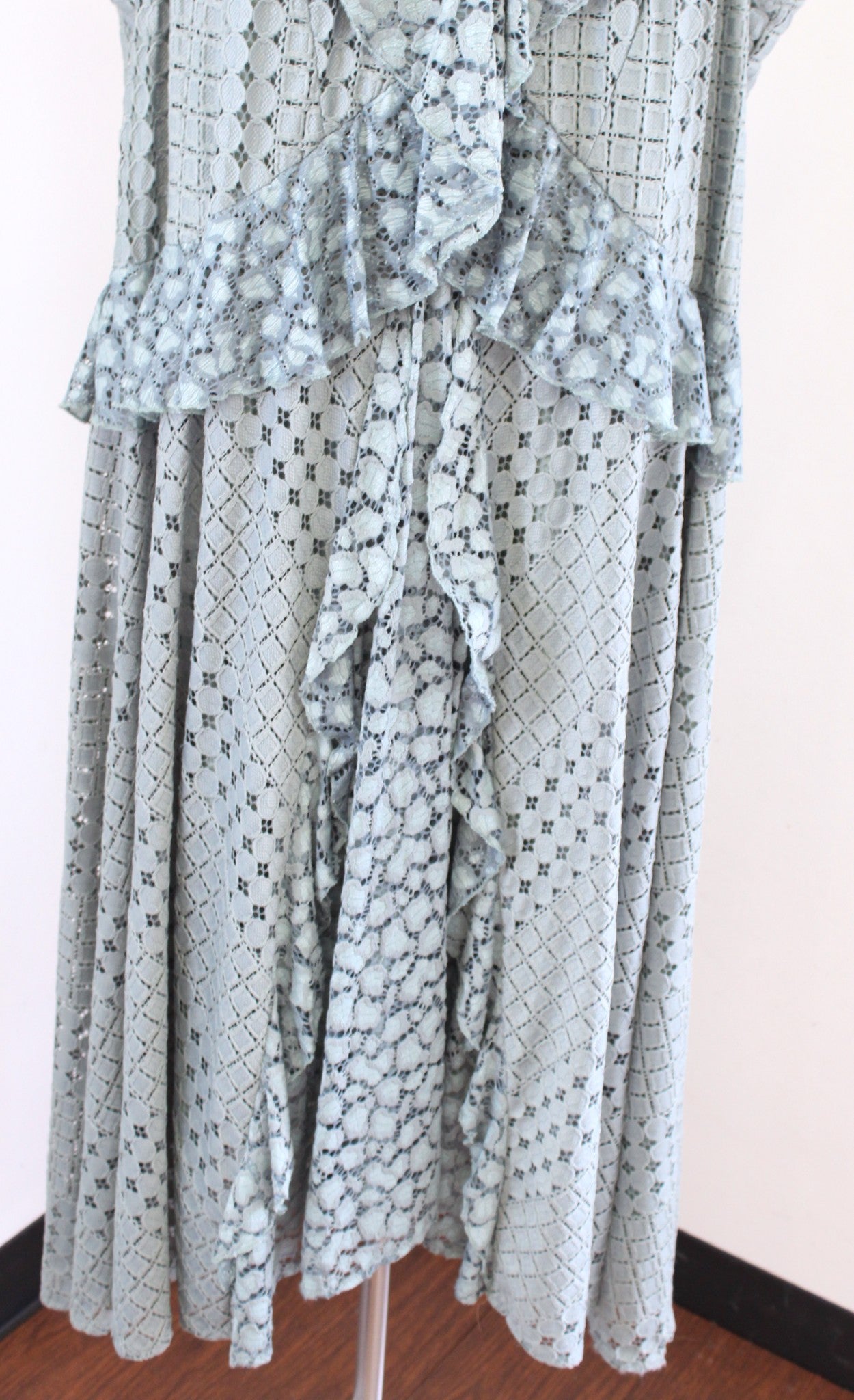 by Anthropologie Plus Antoinette Green Ruffle Crochet Lace Midi Dress Size 24W