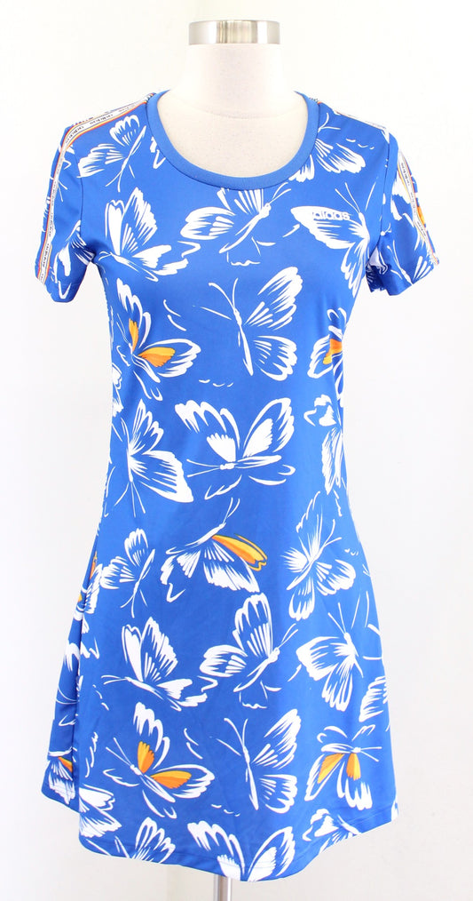 Adidas x Farm Rio Womens Blue Butterfly Print Mini Athletic Dress Size XS