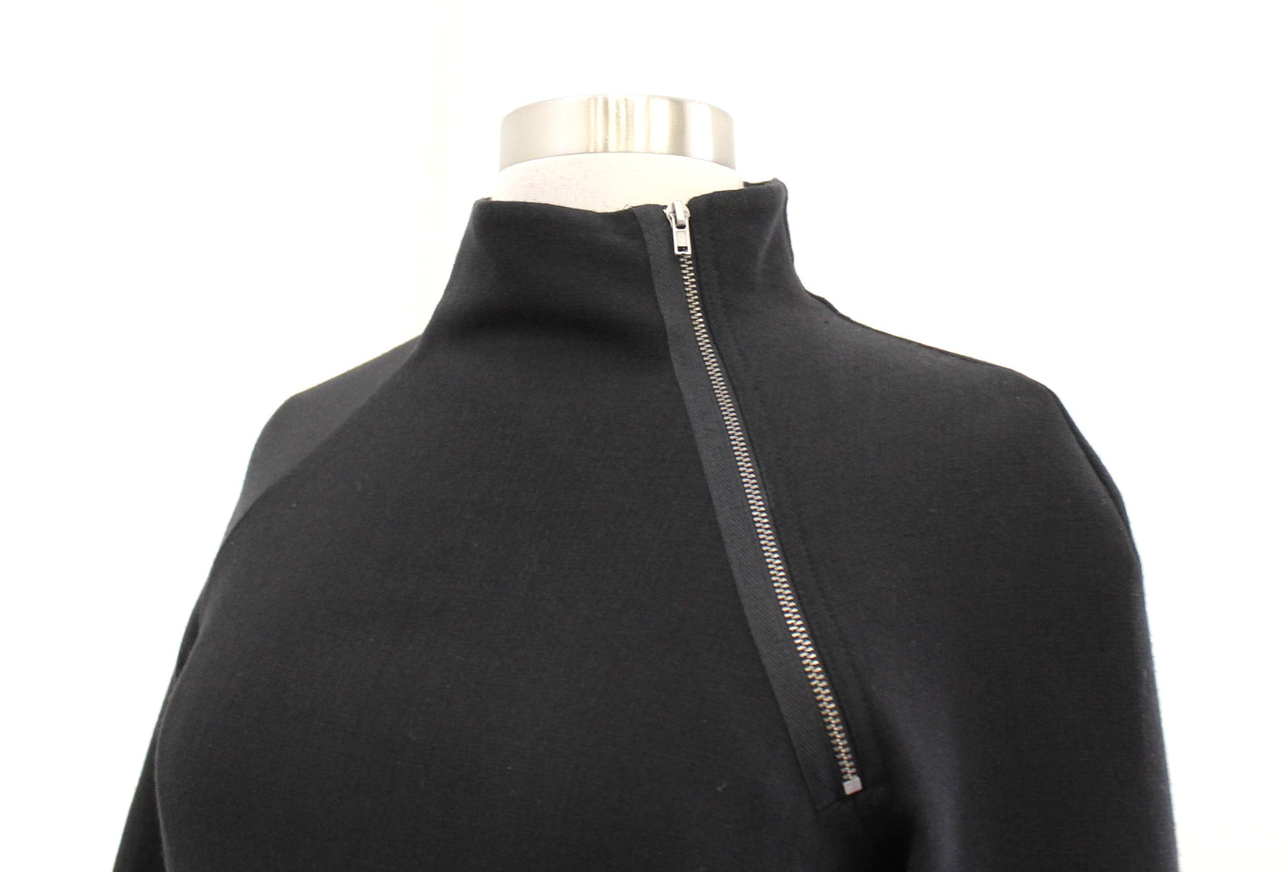 Theory Danella Black Virgin Wool Blend Fitted Zipper Mock Neck Sheath Dress Sz 6