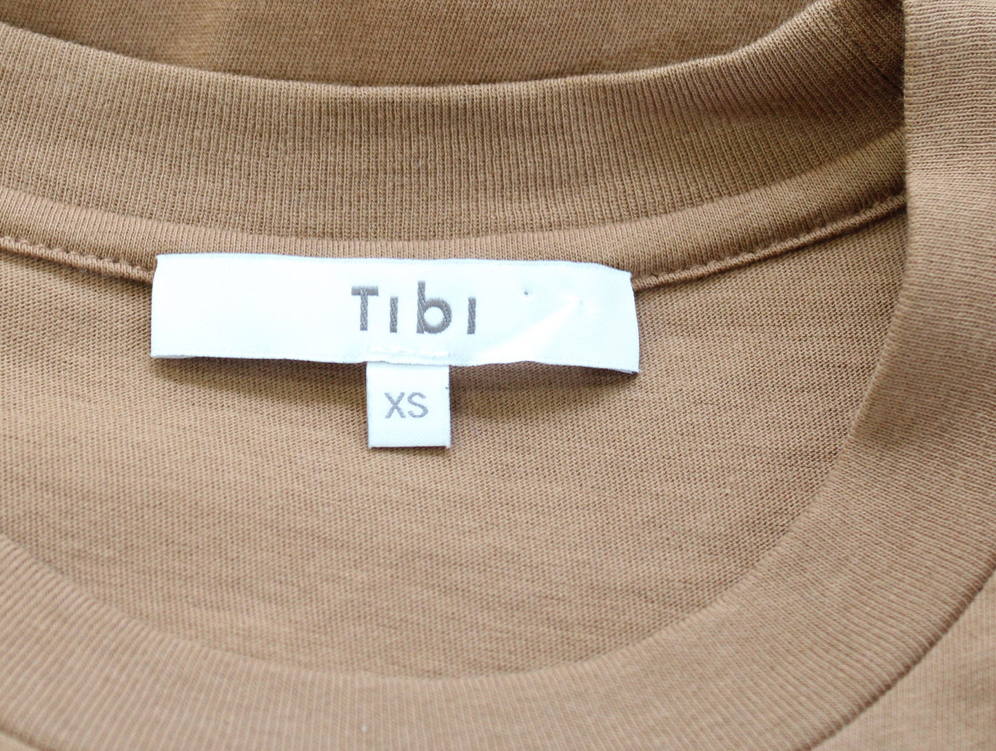 Tibi Camel Tan Padded Shoulder Sleeveless Muscle Style Top Tee Shirt Size XS