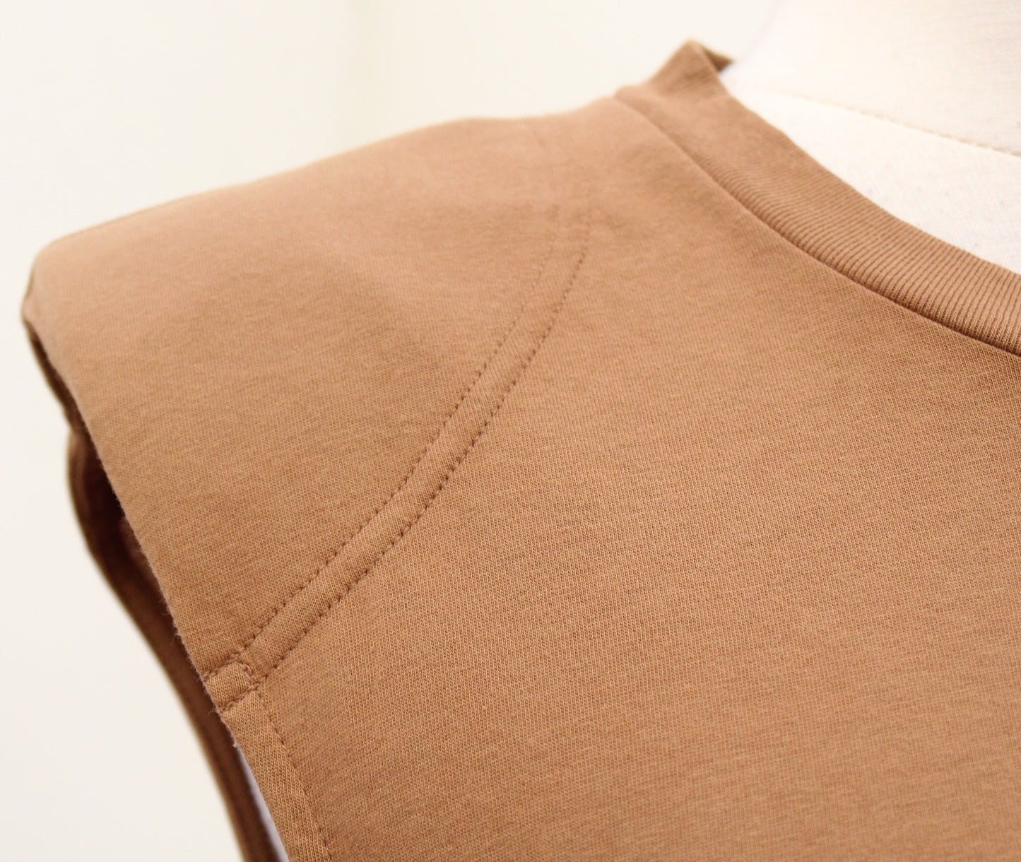 Tibi Camel Tan Padded Shoulder Sleeveless Muscle Style Top Tee Shirt Size XS