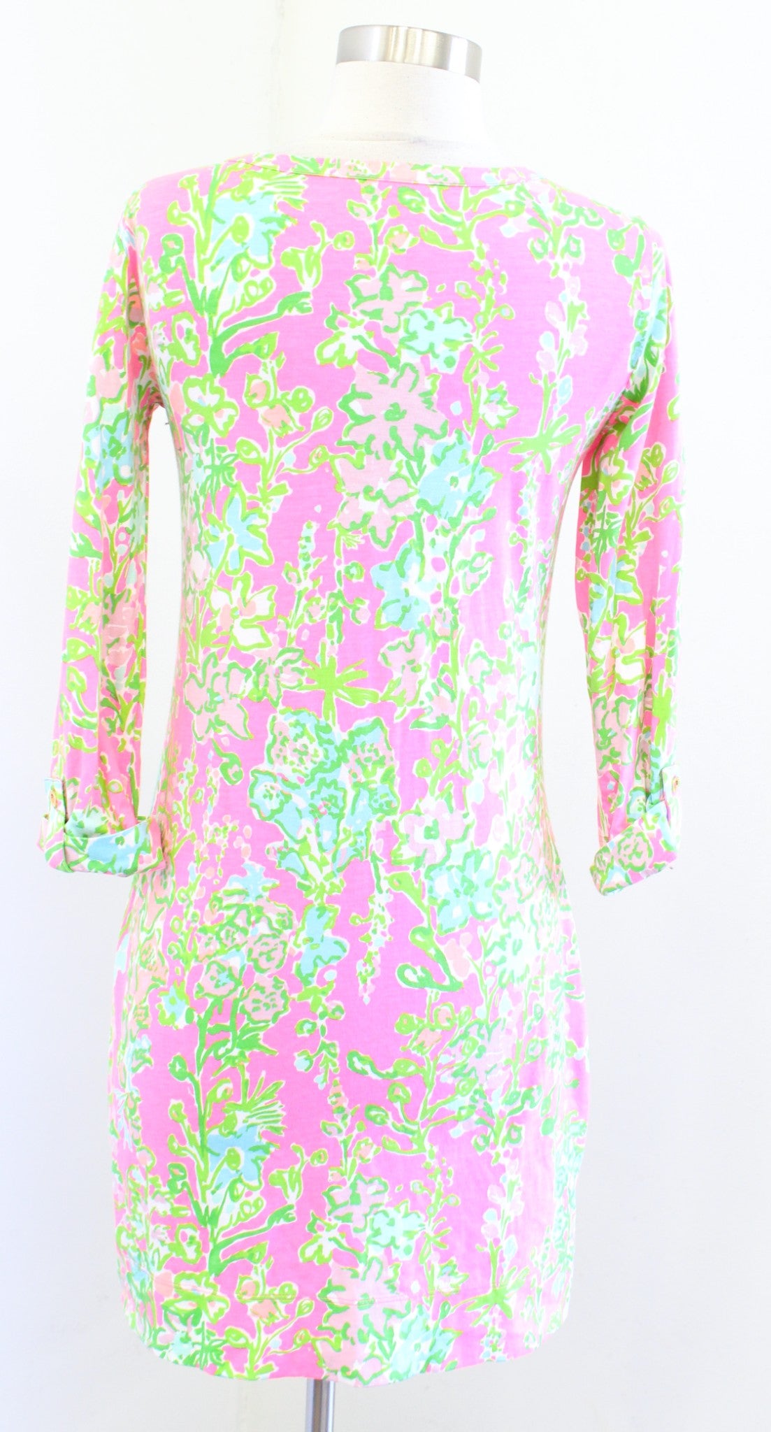 Lilly Pulitzer Palmetto V Neck T Shirt Dress Flamingo Pink Southern Charm Sz XS