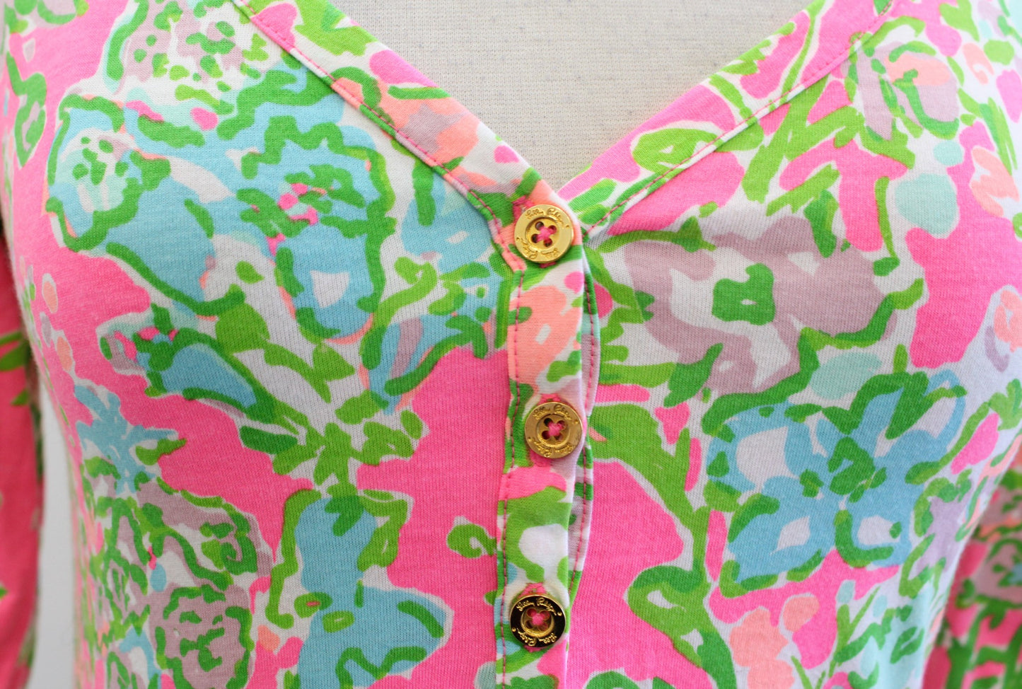 Lilly Pulitzer Palmetto V Neck T Shirt Dress Flamingo Pink Southern Charm Sz XS
