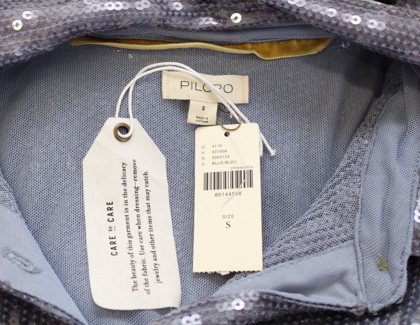 NWT Pilcro Anthropologie Dusty Blue - Purple Sequin Button Front Shirt Blouse S