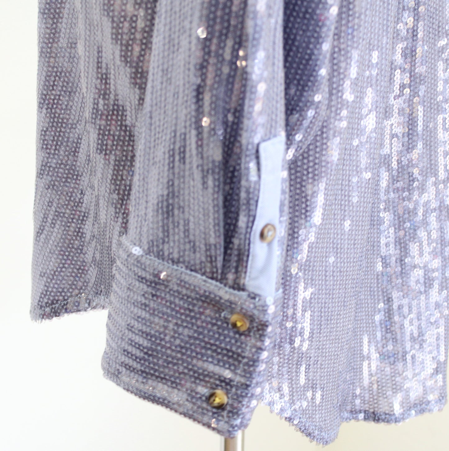 NWT Pilcro Anthropologie Dusty Blue - Purple Sequin Button Front Shirt Blouse S