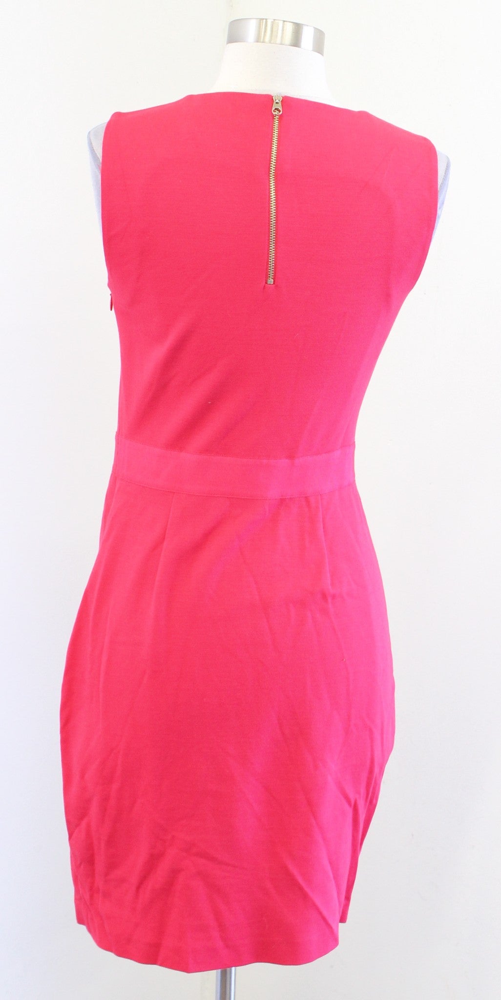 Ted Baker Millee Hot Coral Pink Bow Ruched Knit Sheath Dress Size 1 Sleeveless