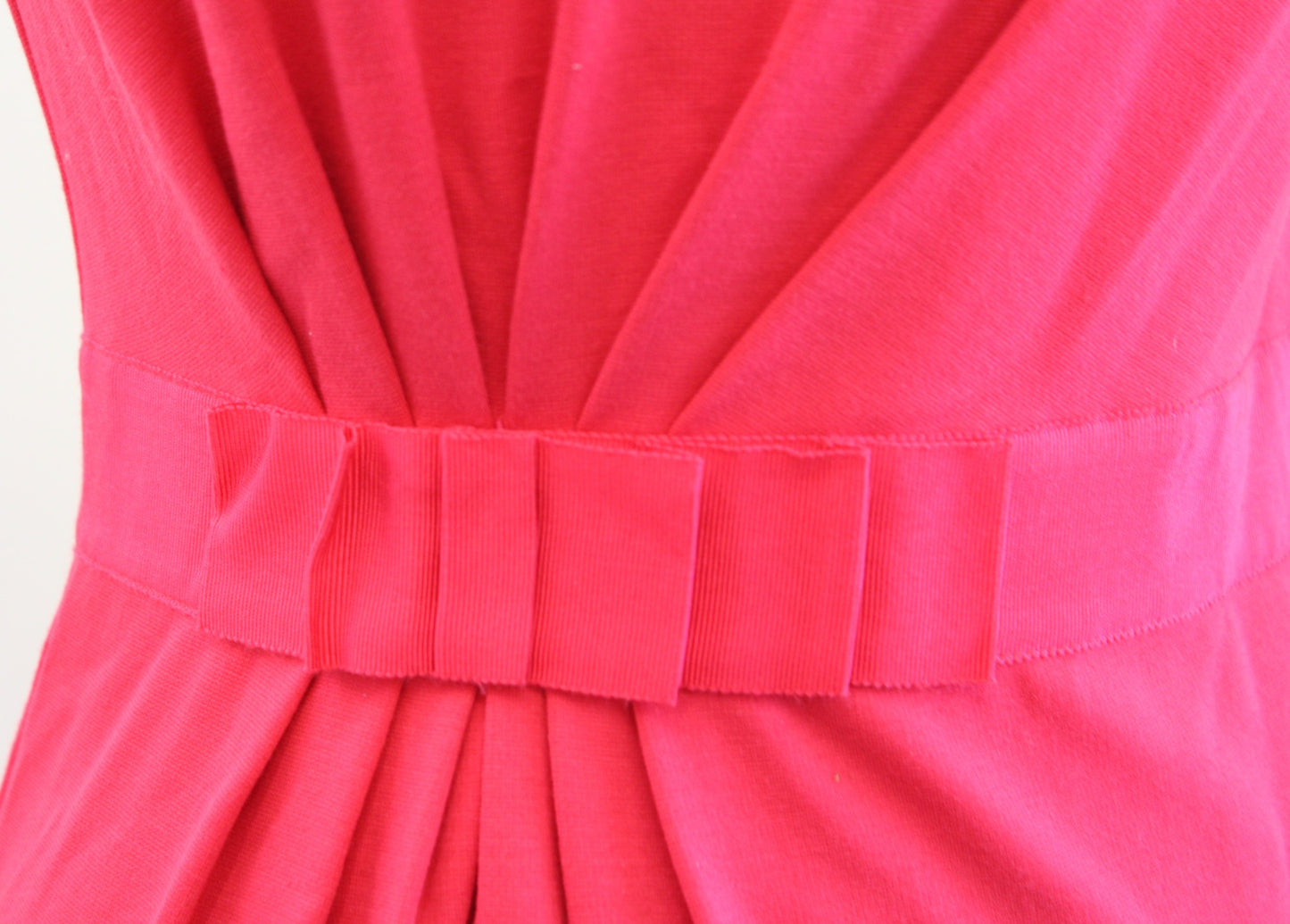Ted Baker Millee Hot Coral Pink Bow Ruched Knit Sheath Dress Size 1 Sleeveless