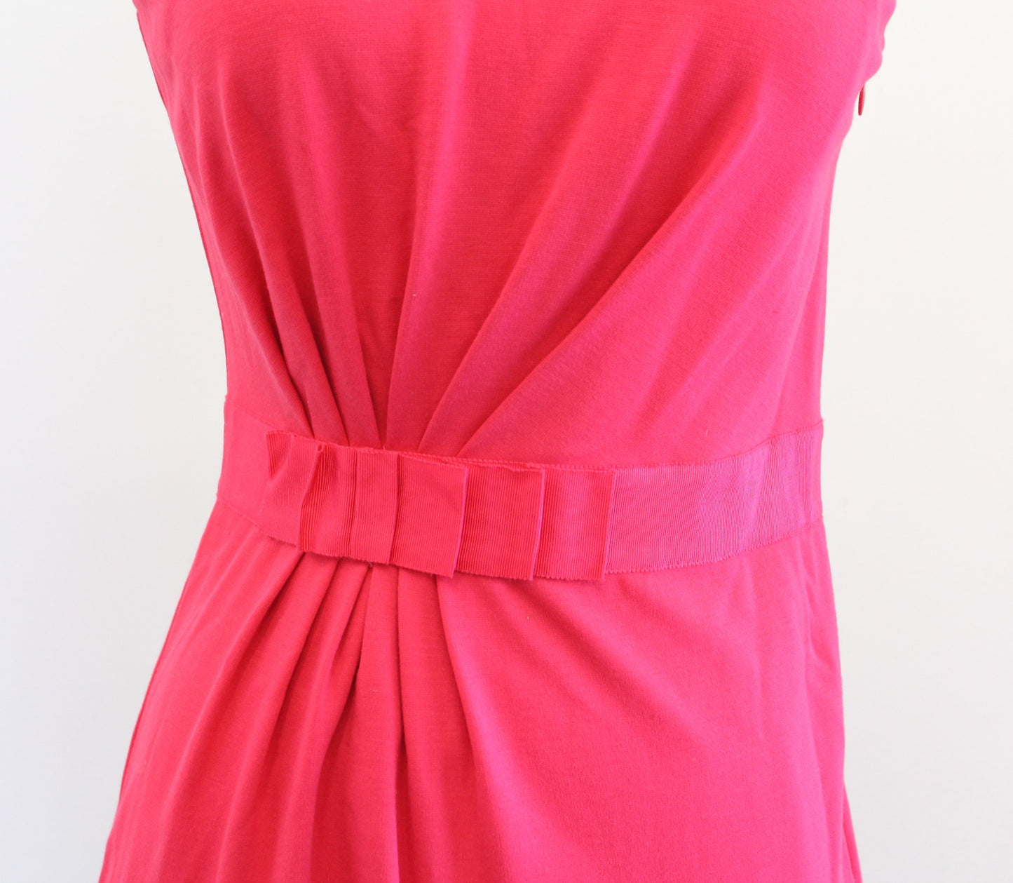 Ted Baker Millee Hot Coral Pink Bow Ruched Knit Sheath Dress Size 1 Sleeveless