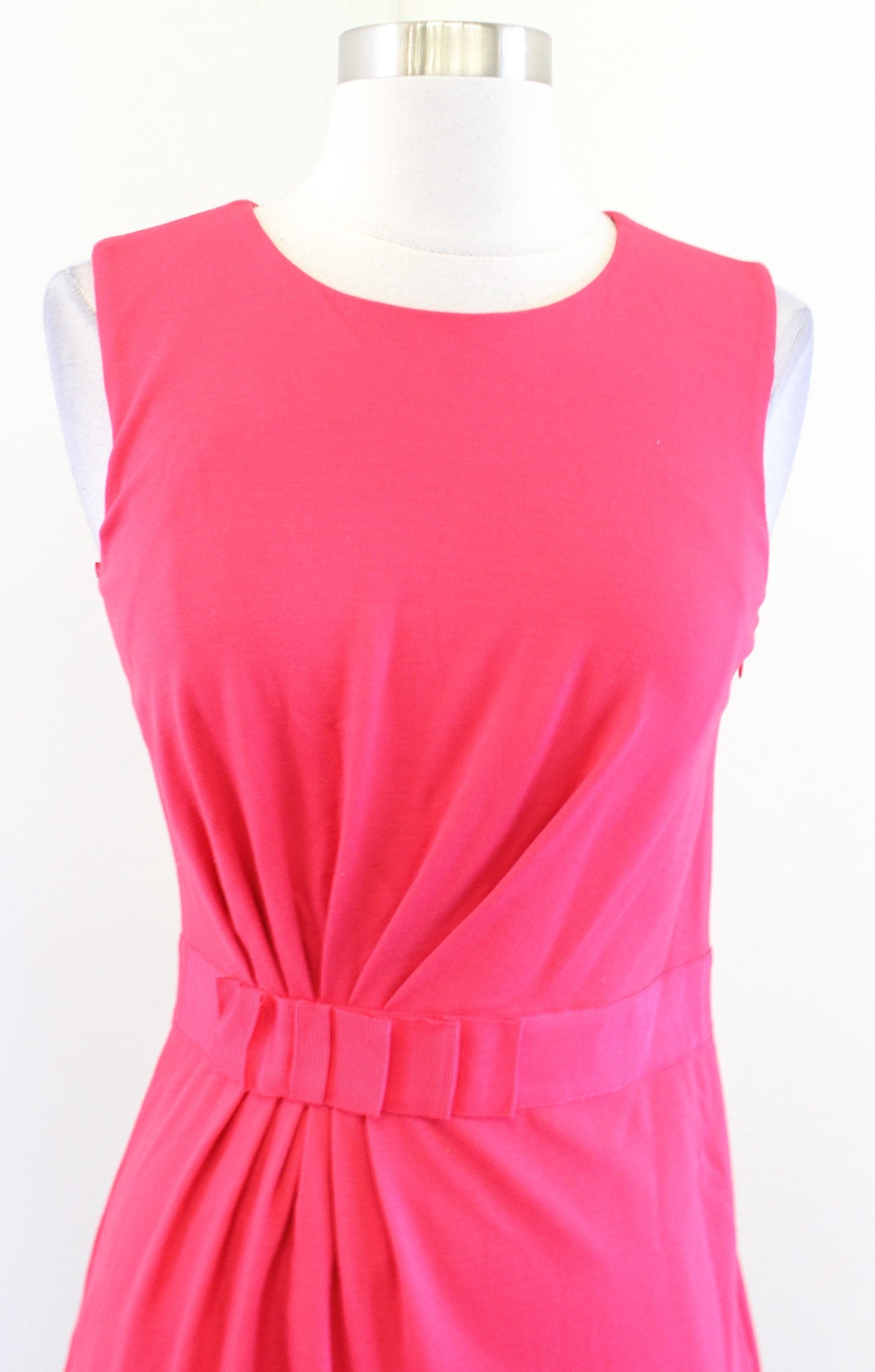 Ted Baker Millee Hot Coral Pink Bow Ruched Knit Sheath Dress Size 1 Sleeveless