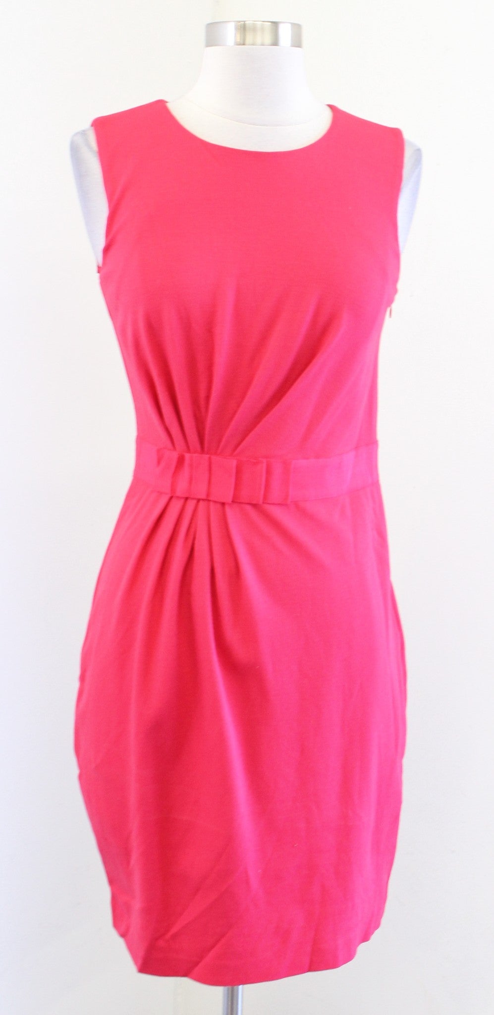 Ted Baker Millee Hot Coral Pink Bow Ruched Knit Sheath Dress Size 1 Sleeveless
