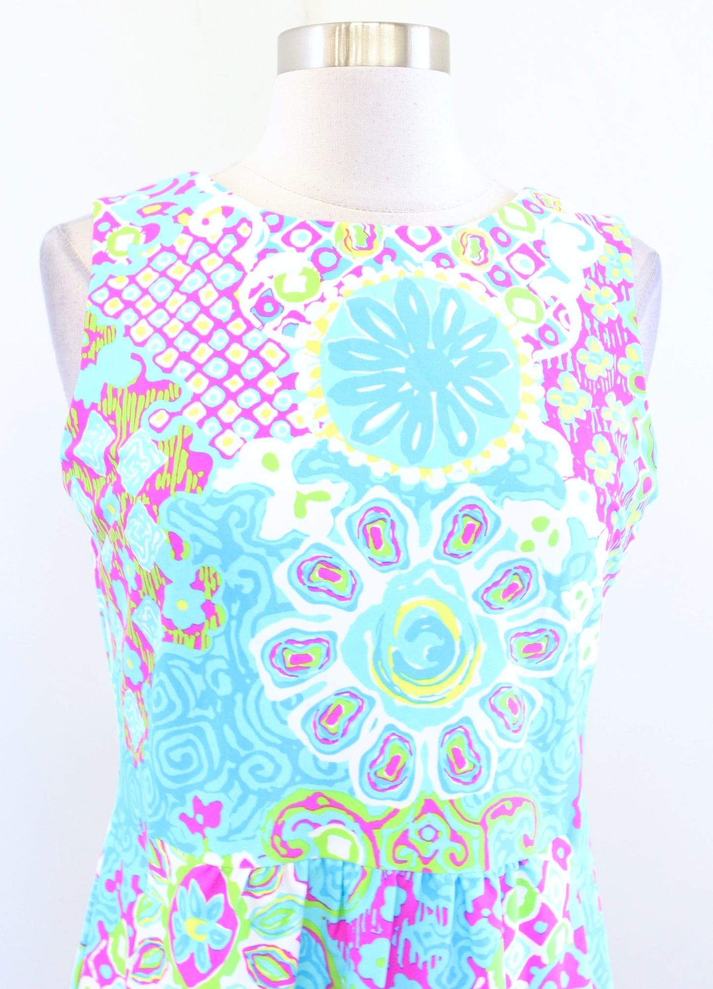 Jude Connally Aqua Blue Colorful Geometric Print Jude Cloth Mini Dress Size S