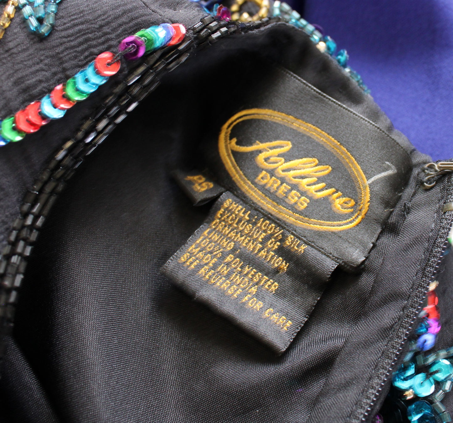 Vtg 90s Shooting Star Silk Beaded Sequin Evening Party Top Blouse Colorful PS SP