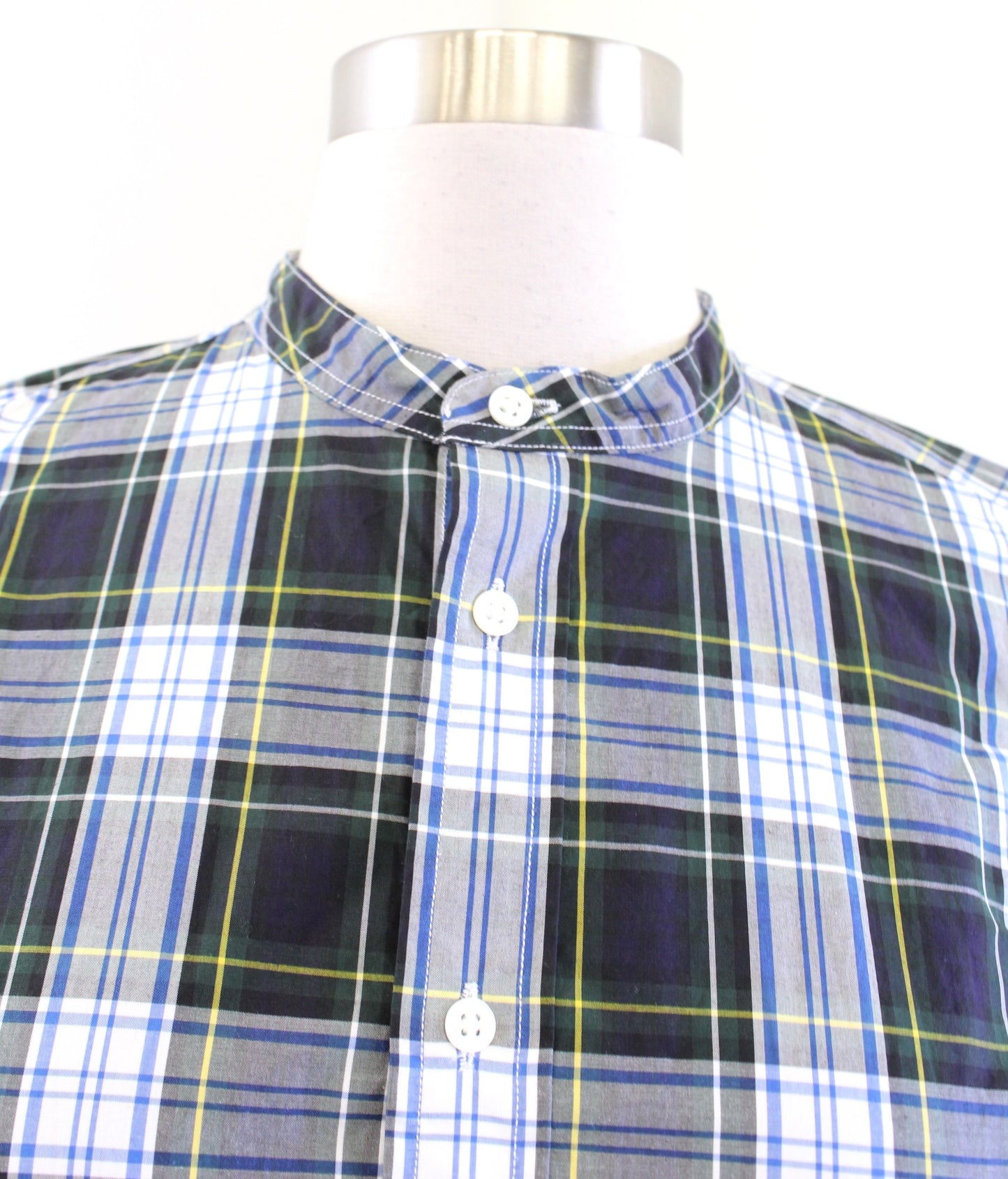 Polo Ralph Lauren Womens Plaid Puff Sleeve Button Down Blouse Shirt 4 Green Blue