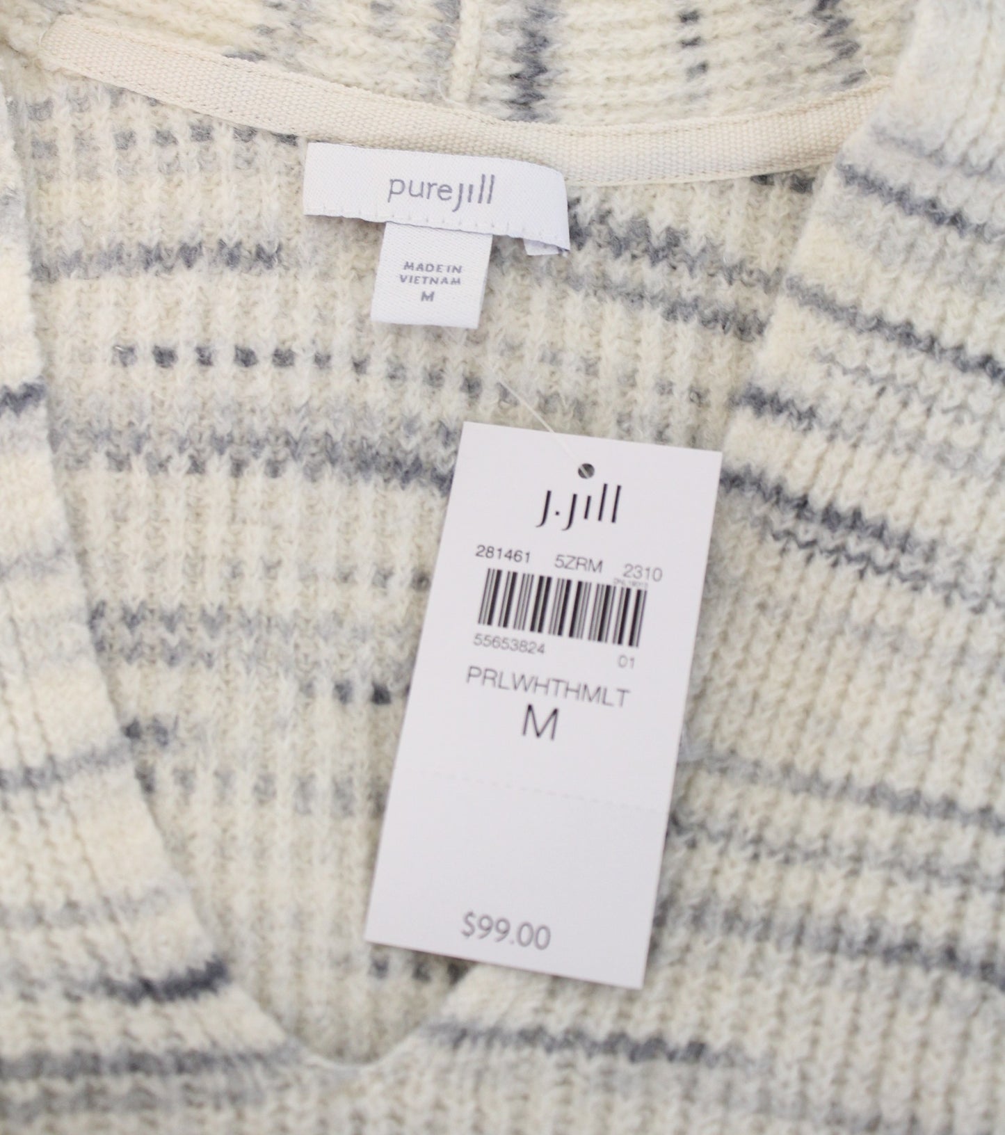 NWT Pure Jill J Jill Womens Cream Gray Heather Knit Tunic Sweater Size M