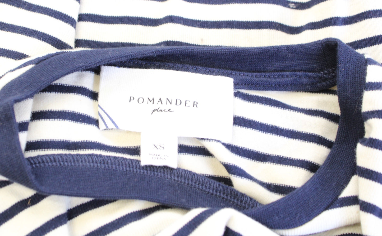 Pomander Place Tuckernuck Cream Navy Striped Swing Tee T Shirt Top Knit Size XS