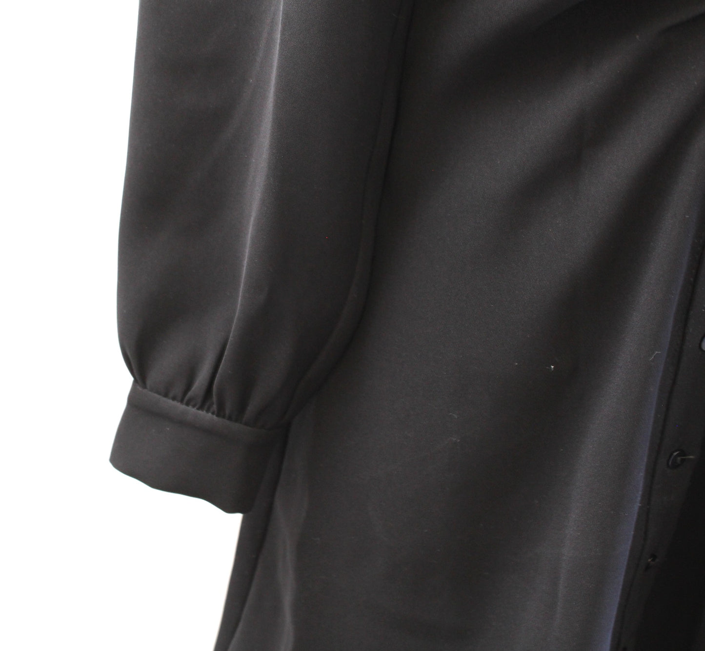 Zara Solid Black Button Front Ruched Flared A Line Mini Dress LBD Size S