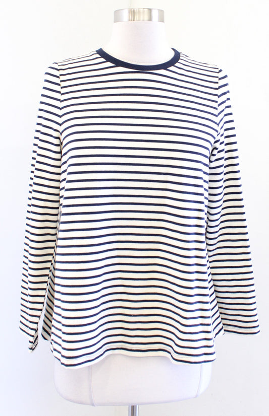 Pomander Place Tuckernuck Cream Navy Striped Swing Tee T Shirt Top Knit Size XS