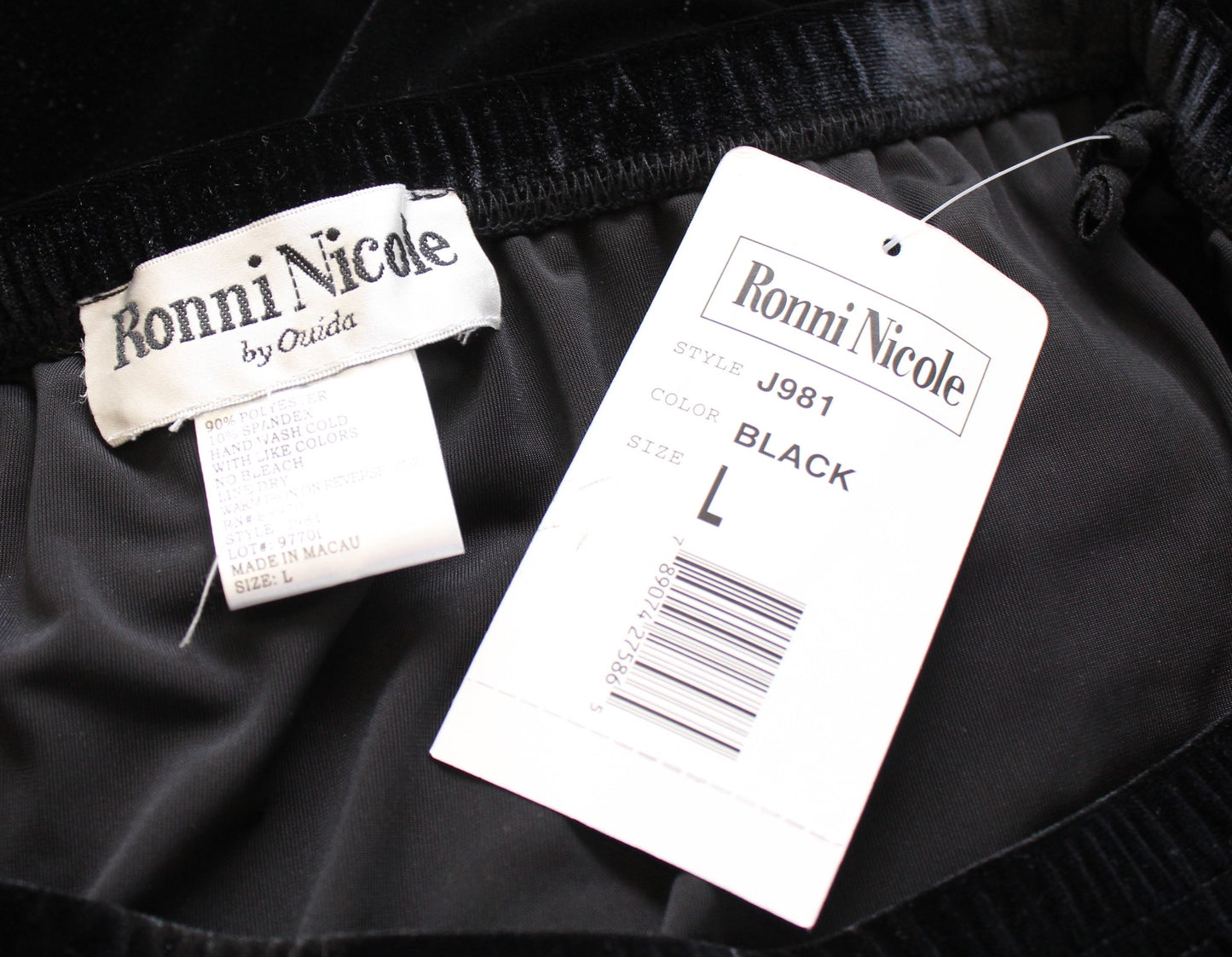 NWT Y2k 2000s Black Velvet Asymmetrical Fringe Midi Skirt Size L Deadstock Boho